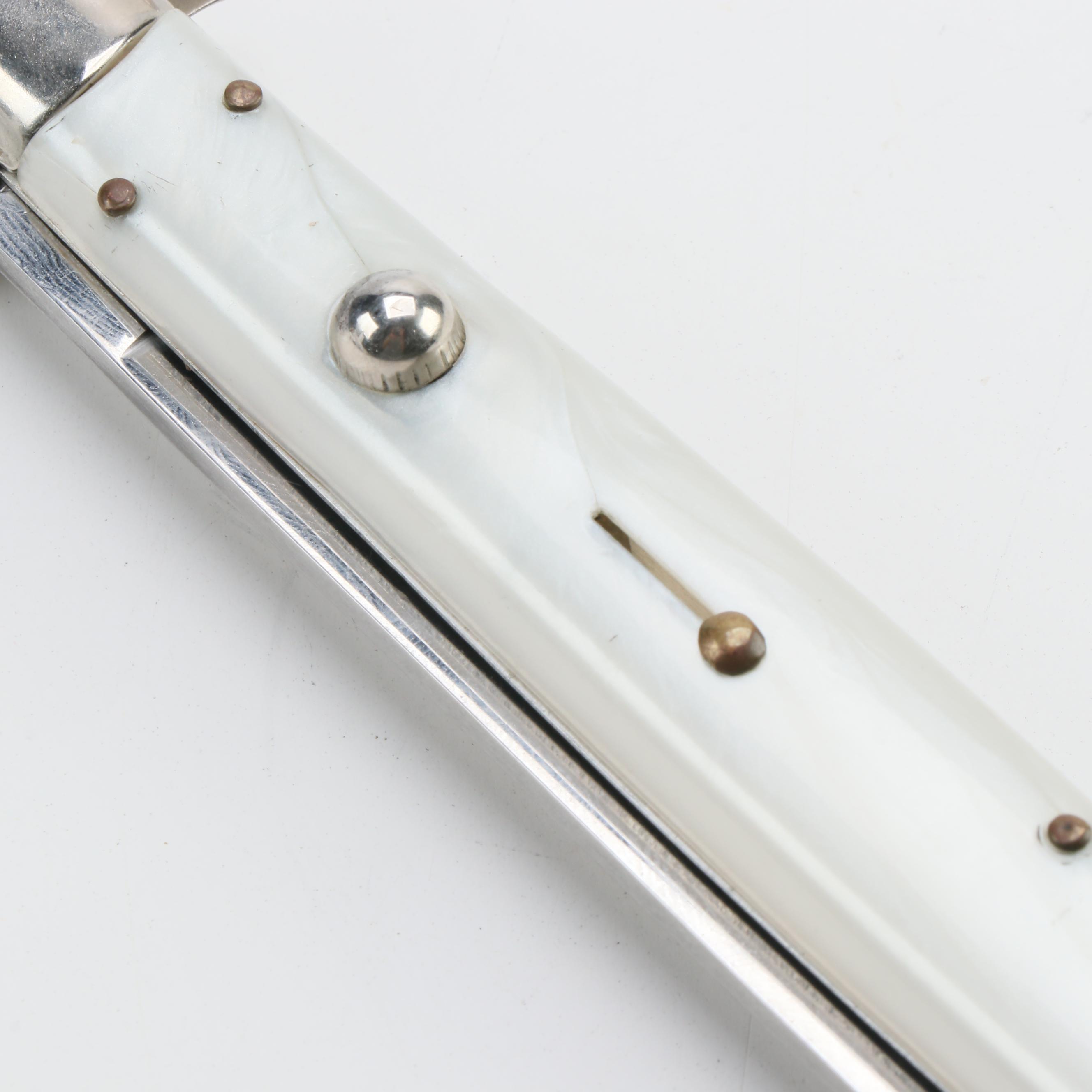 J Inox Stiletto Switchblade Side-Open Push Button Knife