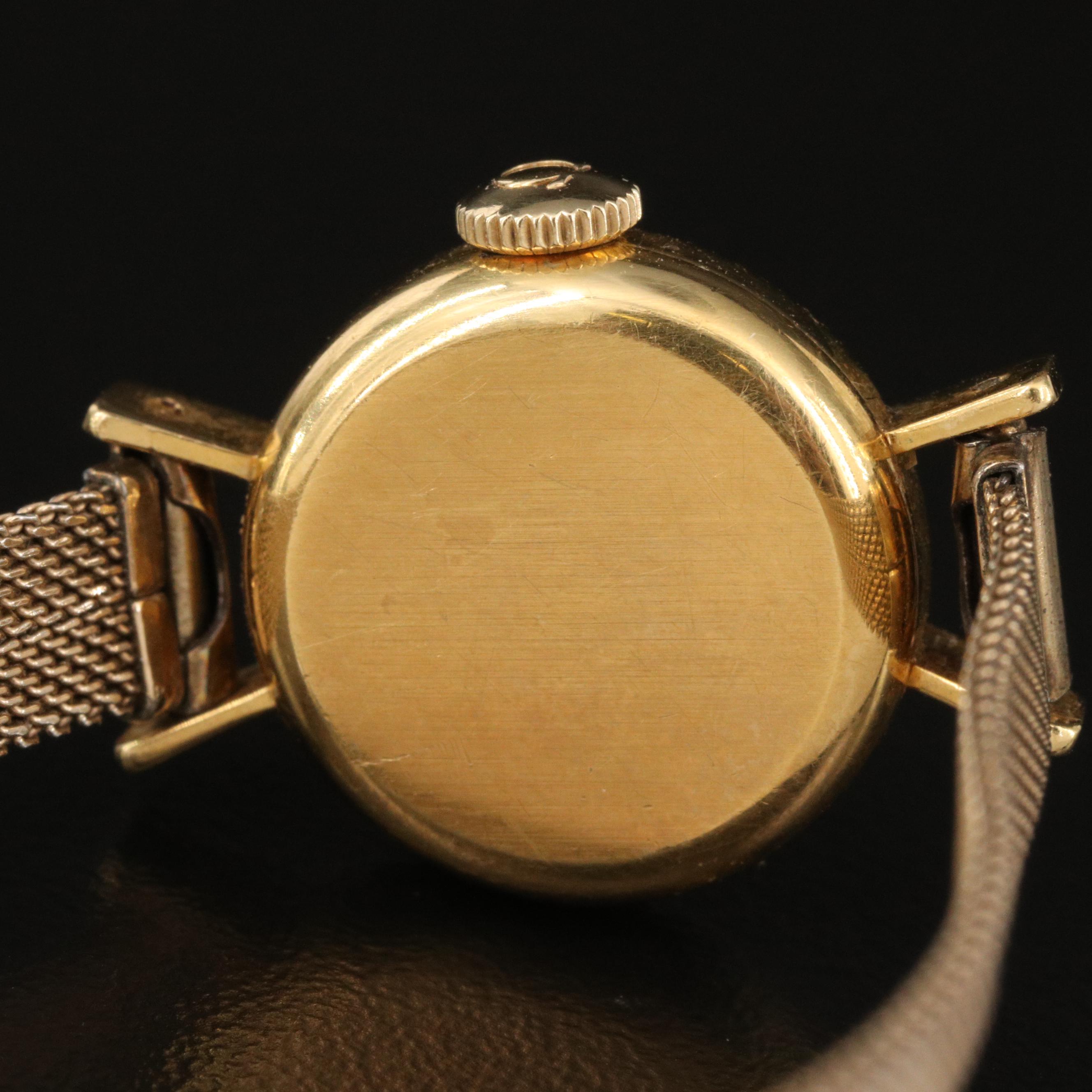 18K Omega Watch with Fluted Bezel and Flared Lugs