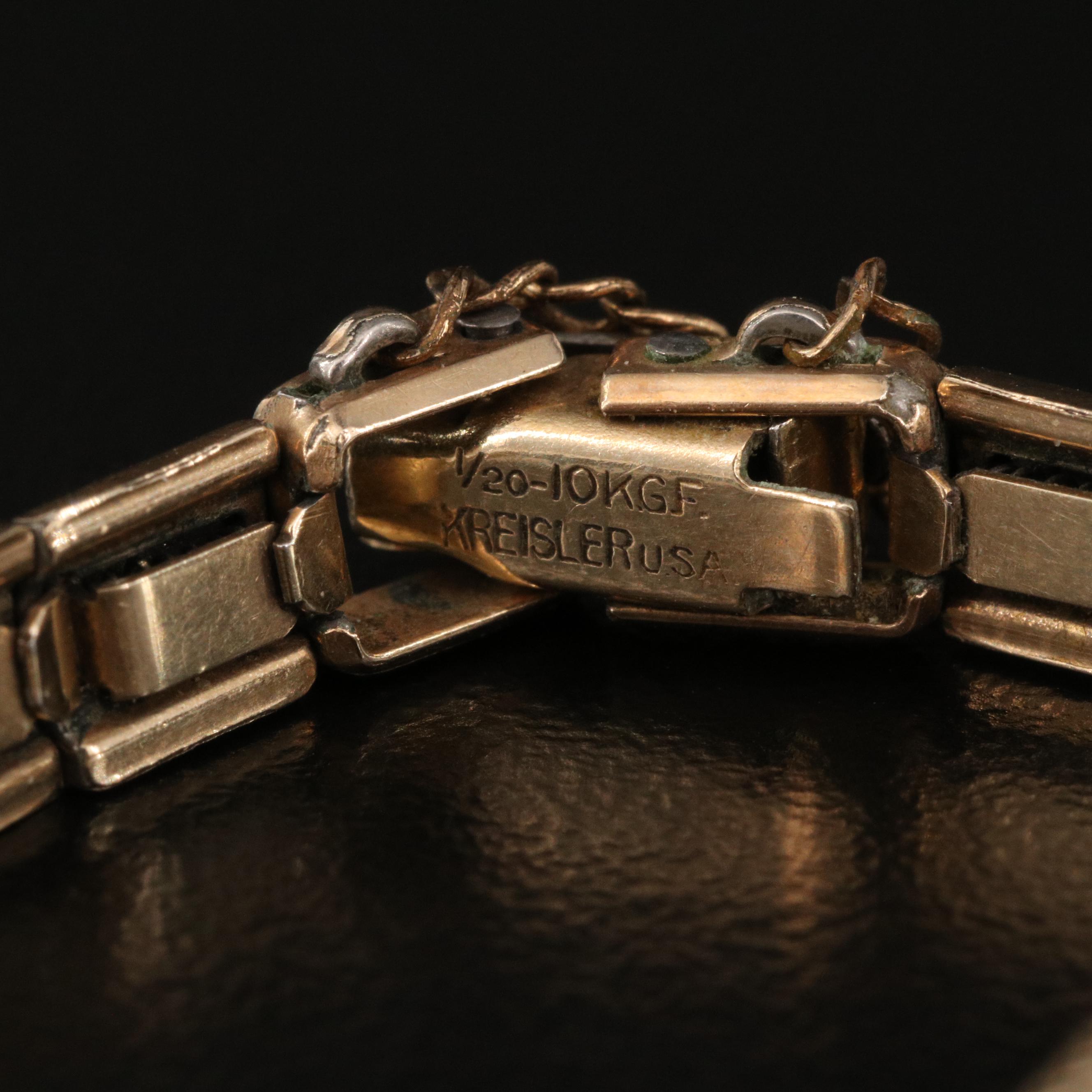 18K Omega Watch with Fluted Bezel and Flared Lugs