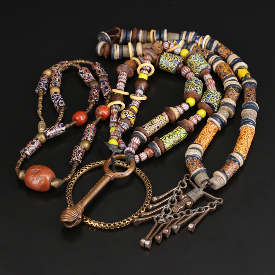 Lenore Szesko Necklaces Including Venetian Millefiori Trade Beads