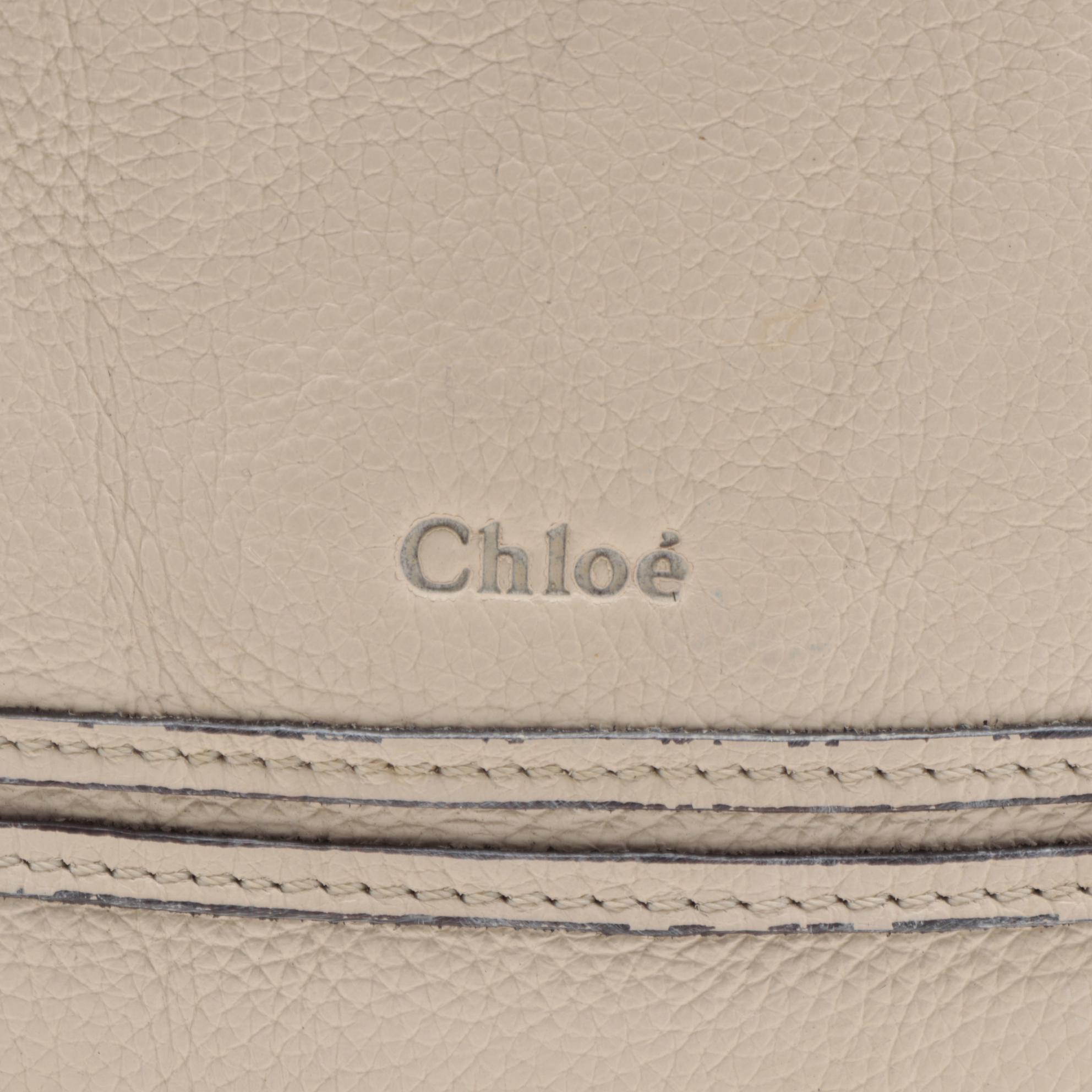 Chloé Marcie Large Satchel Bag in Cream Pebble Grain Leather