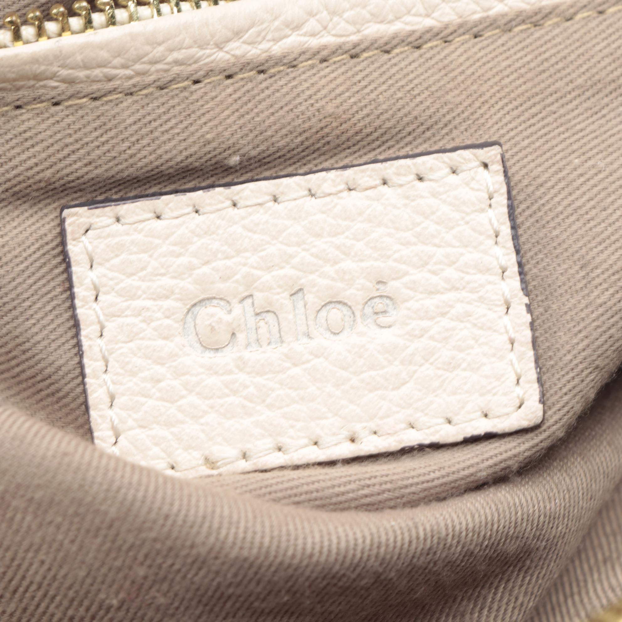 Chloé Marcie Large Satchel Bag in Cream Pebble Grain Leather