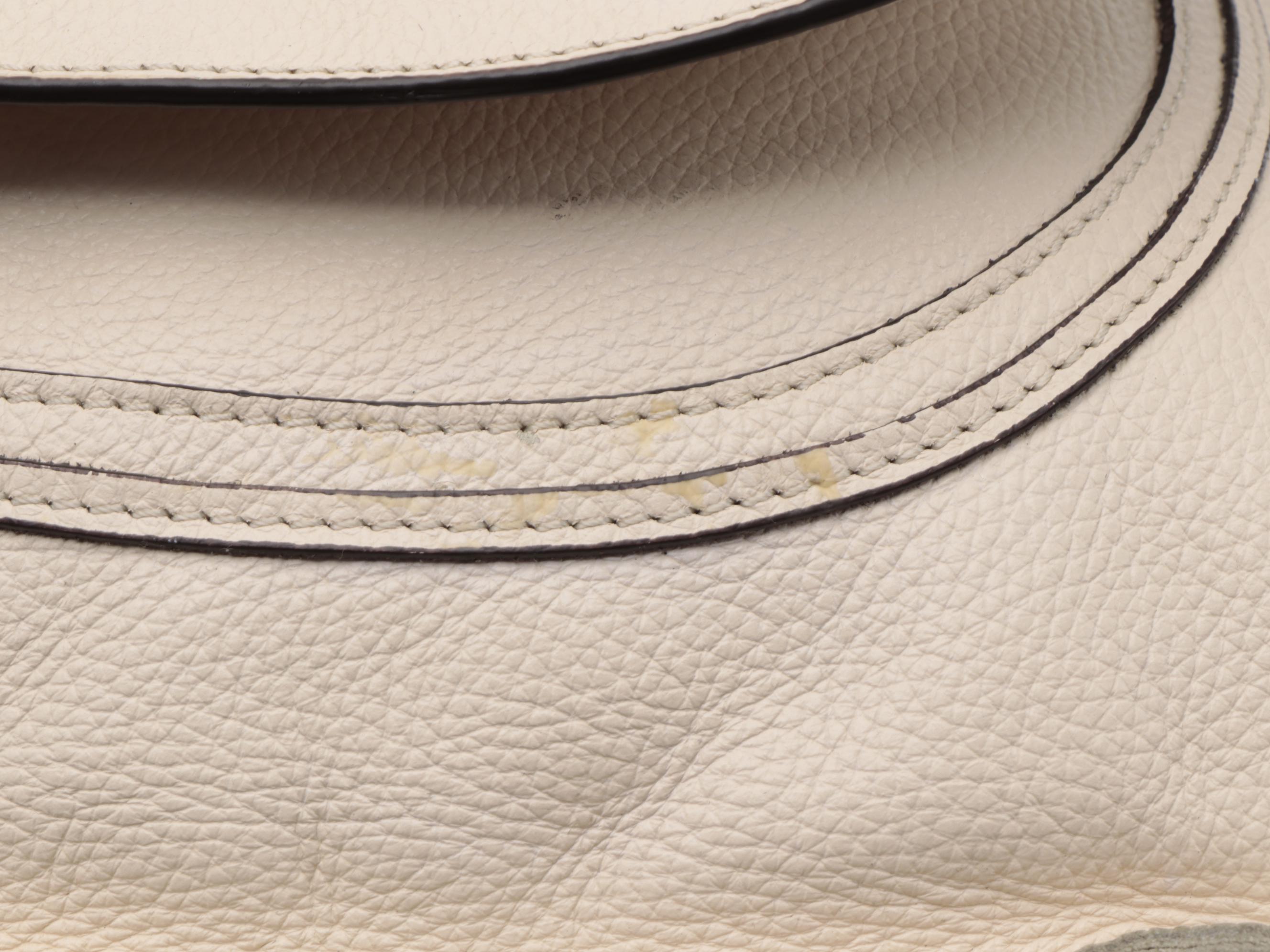 Chloé Marcie Large Satchel Bag in Cream Pebble Grain Leather