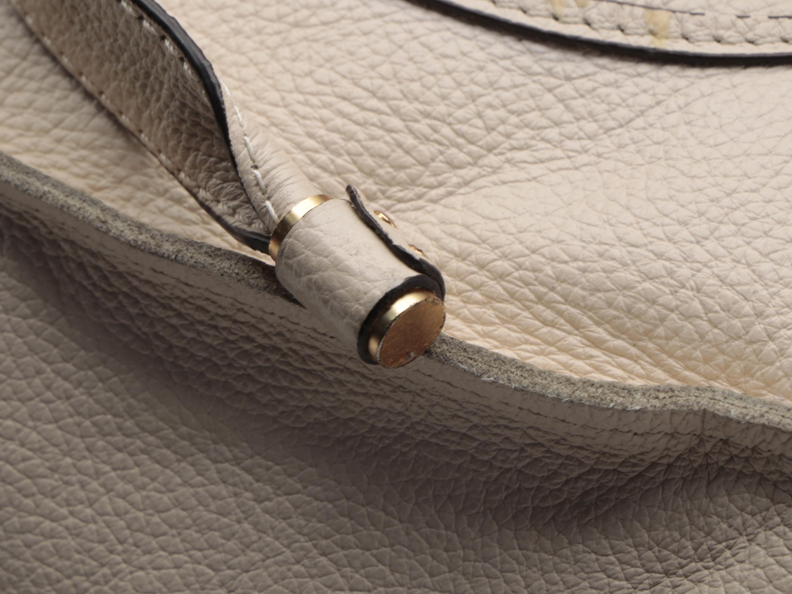 Chloé Marcie Large Satchel Bag in Cream Pebble Grain Leather