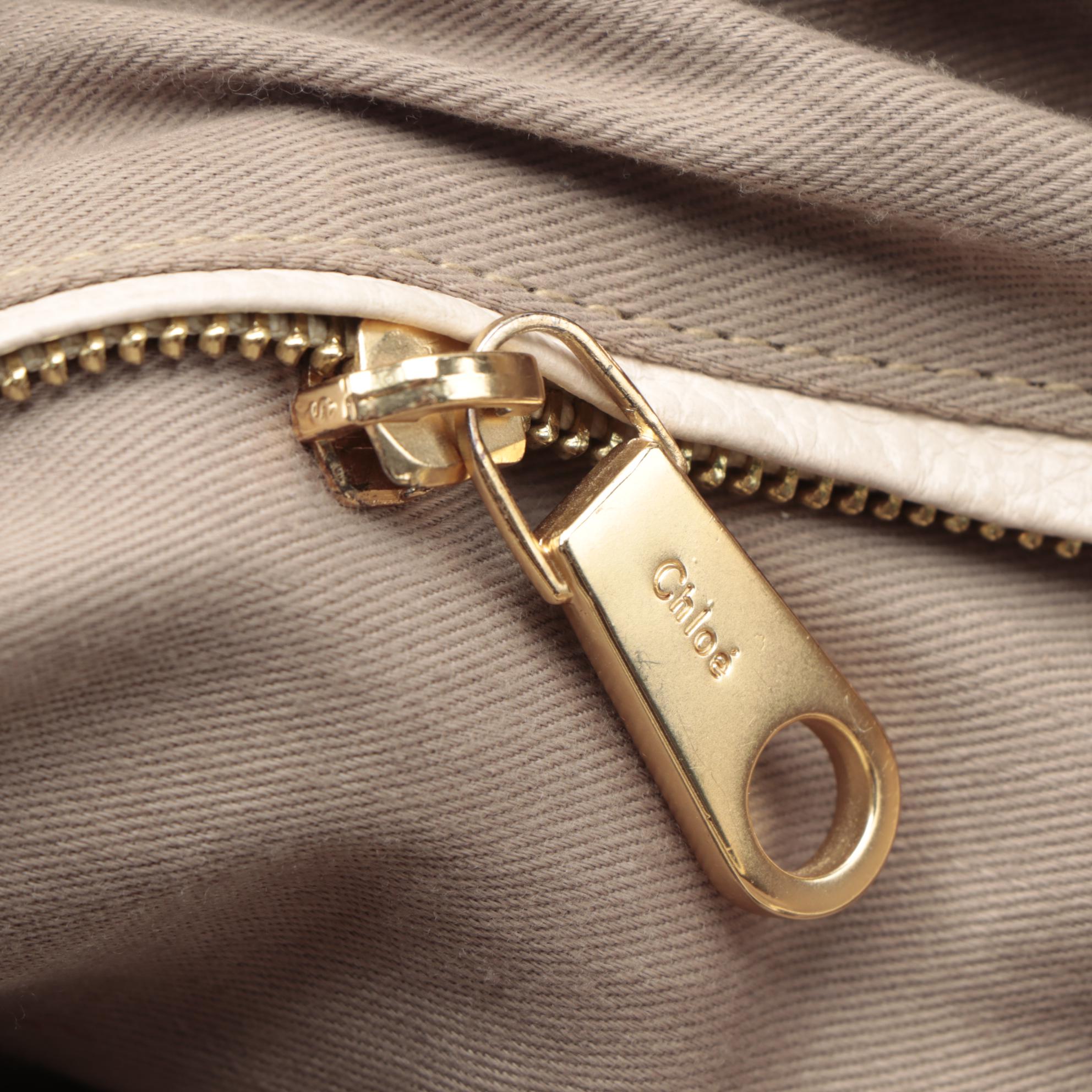 Chloé Marcie Large Satchel Bag in Cream Pebble Grain Leather