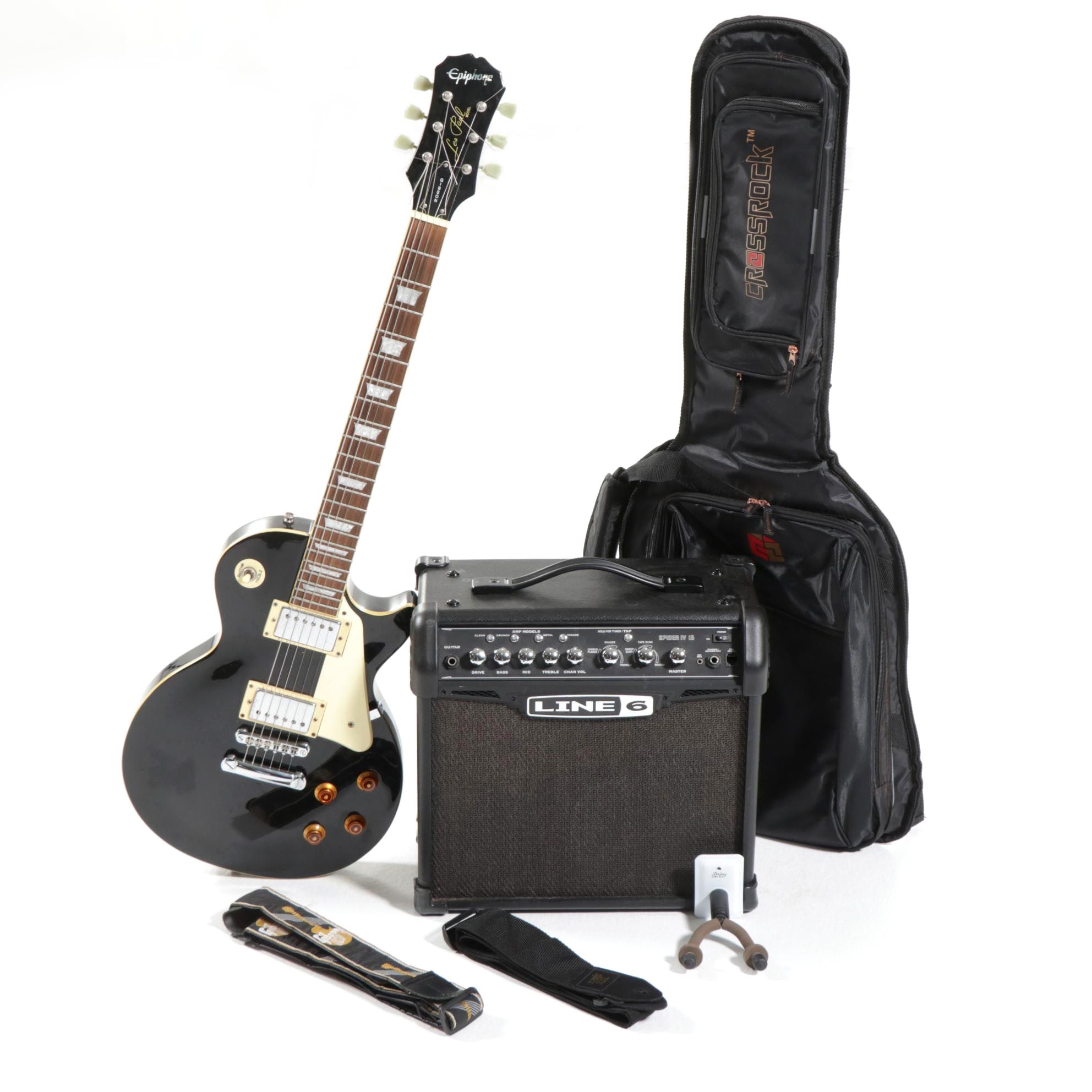 Epiphone Les Paul Electric Guitar and Line 6 Amp, 21st Century