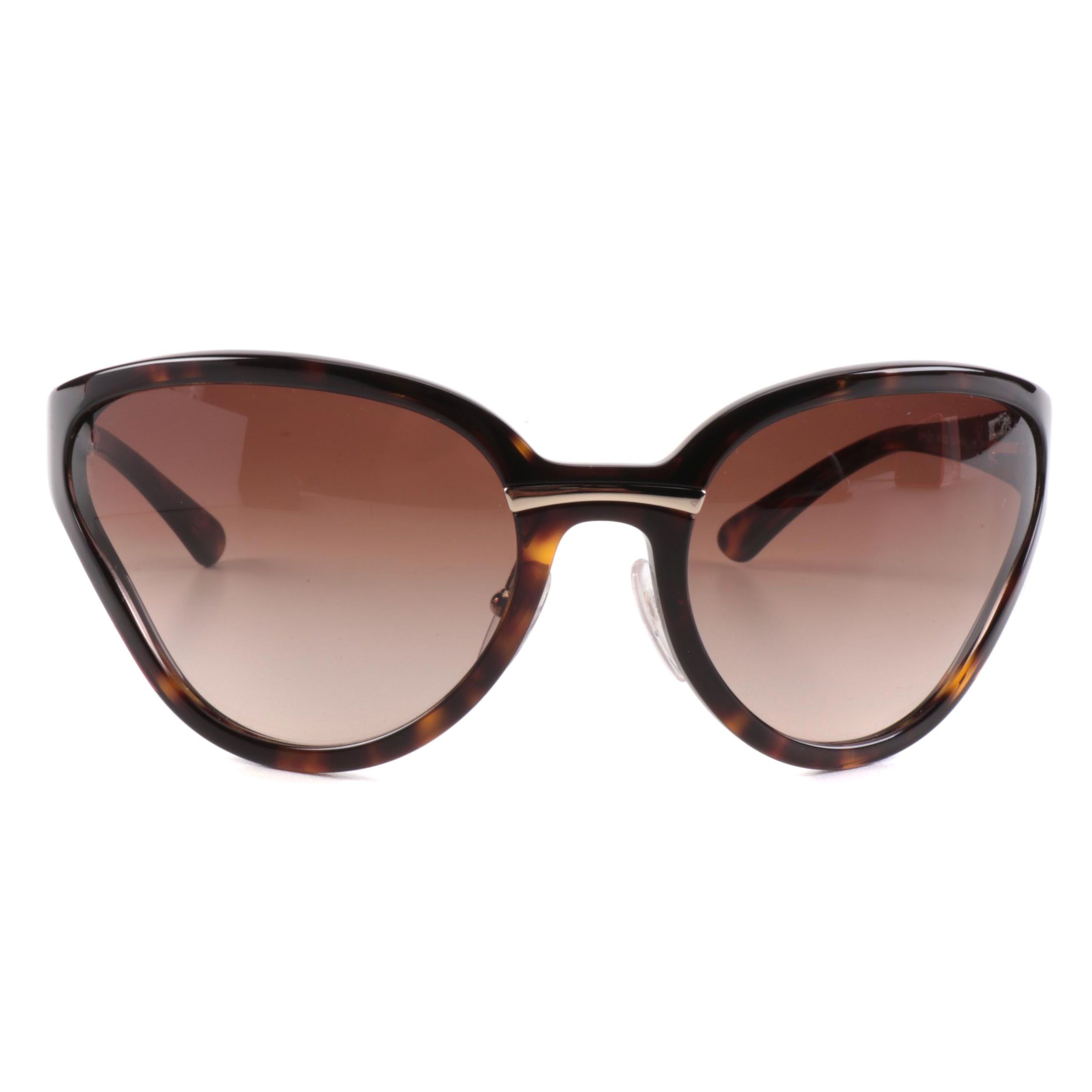 Prada SPR22V Havana Butterfly Sunglasses with Box, Slip Case, and Cloth