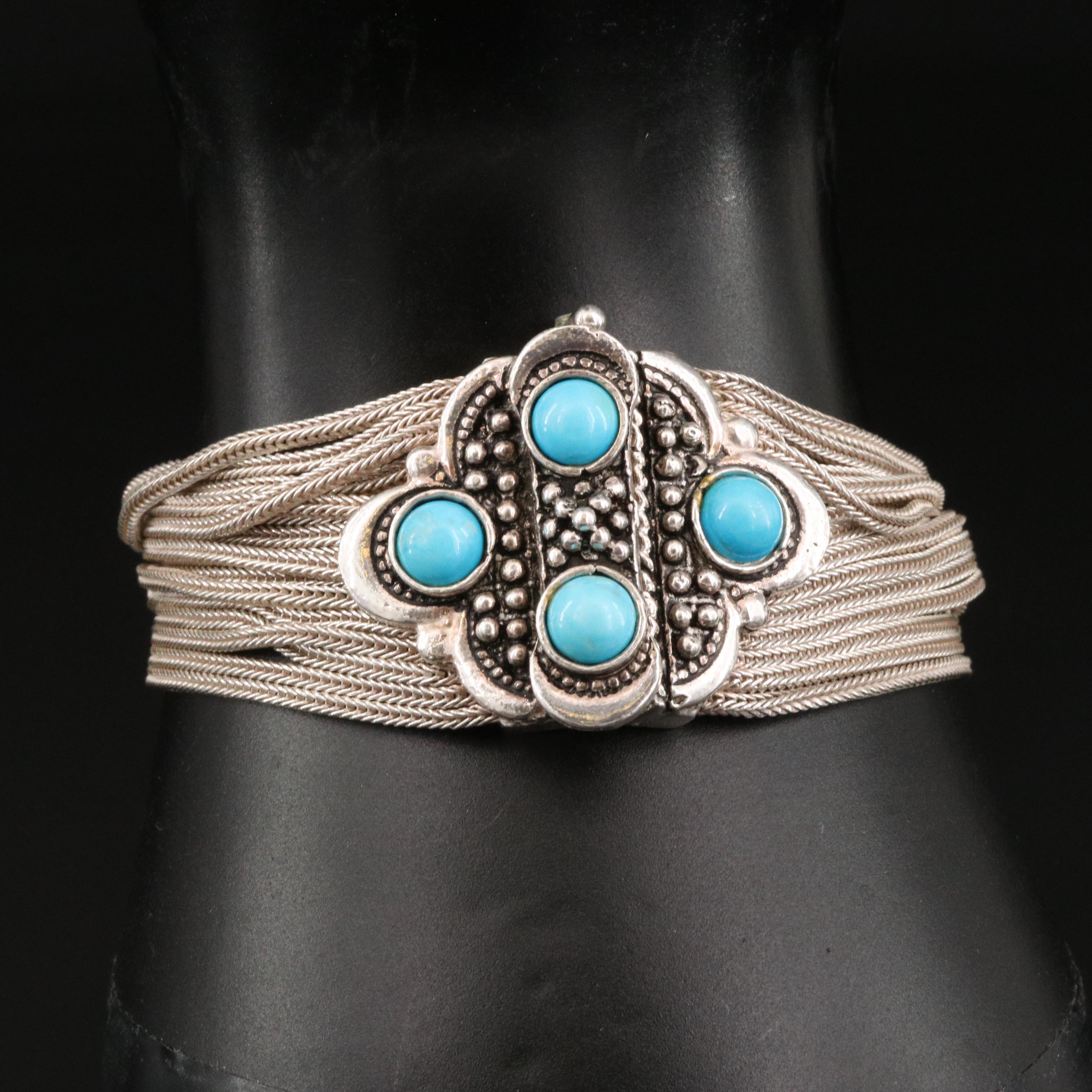 Turkish Sterling Silver Magnesite Multi-Strand Bracelet