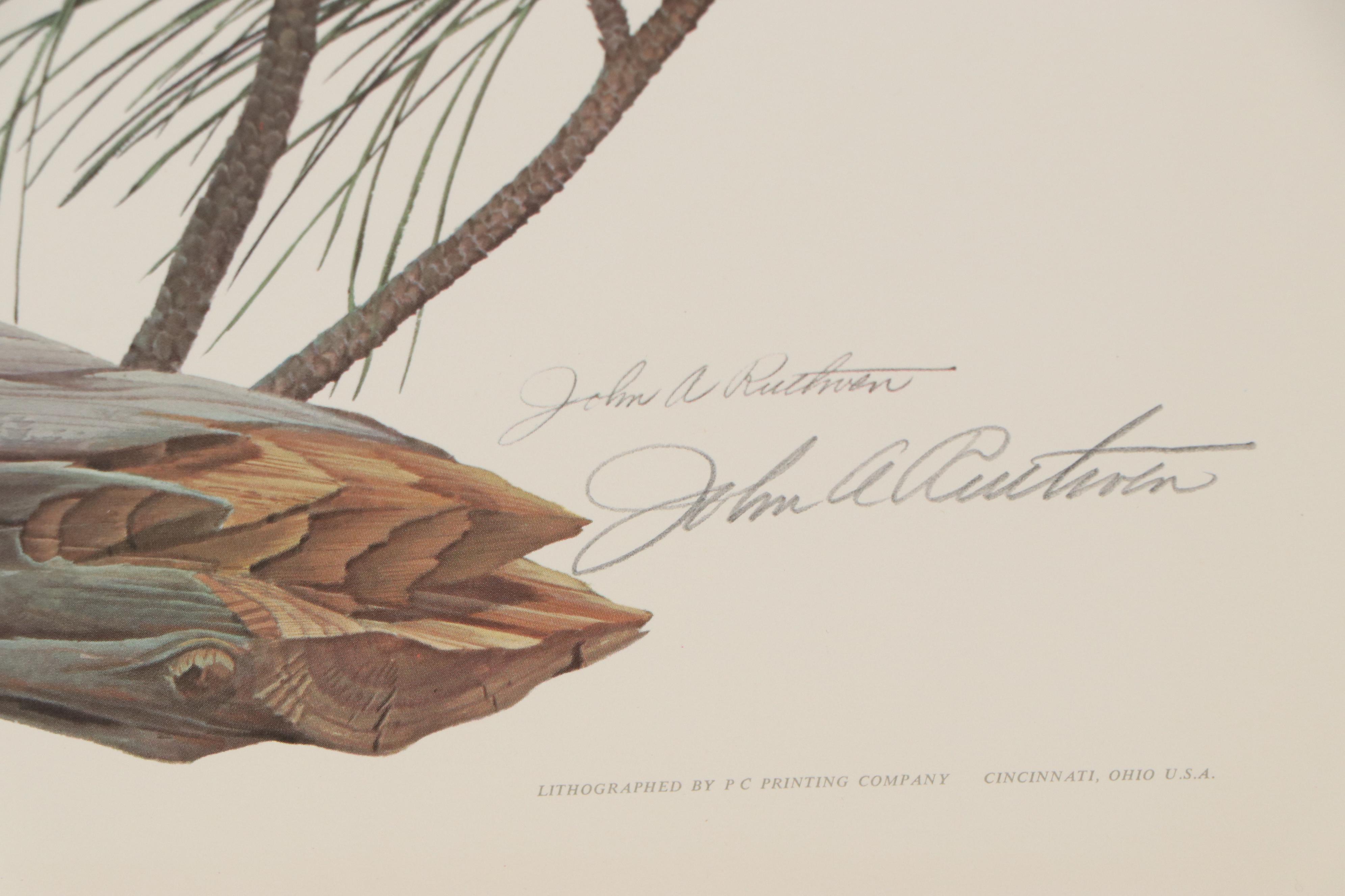 John A. Ruthven Offset Lithograph "Bald Eagle," 1968