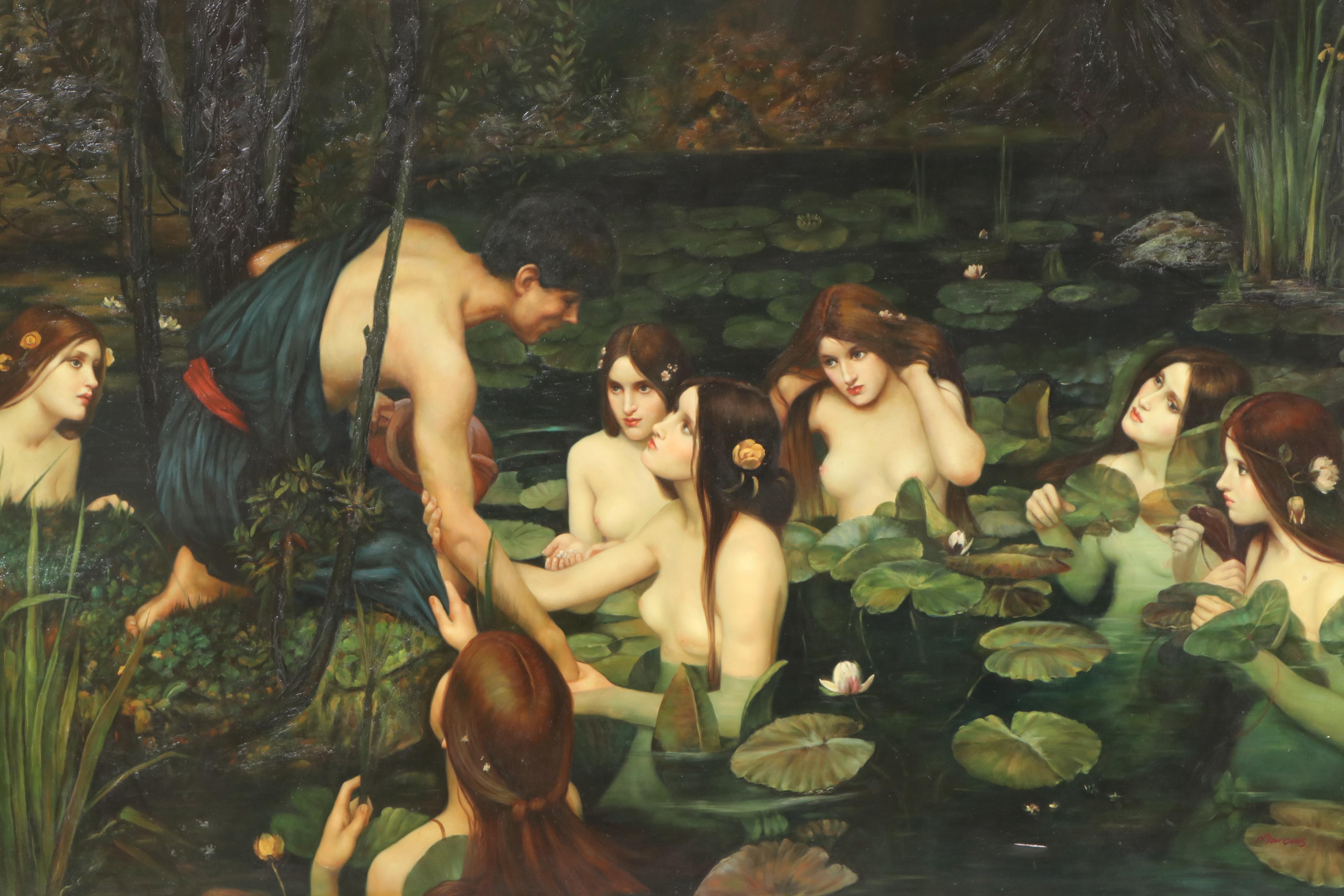 Large-Scale Oil Painting after John William Waterhouse "Hylas and the Nymphs"