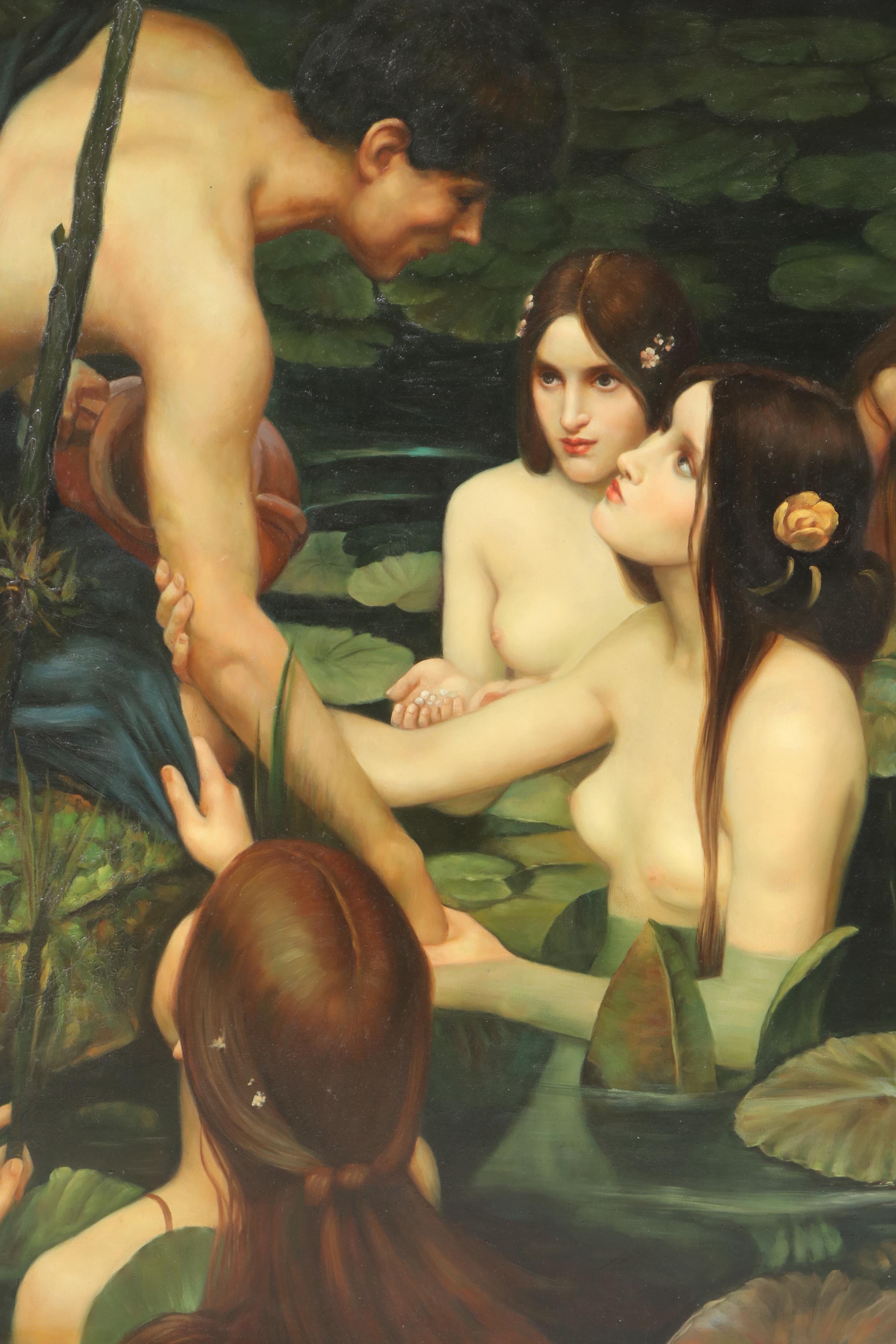 Large-Scale Oil Painting after John William Waterhouse "Hylas and the Nymphs"