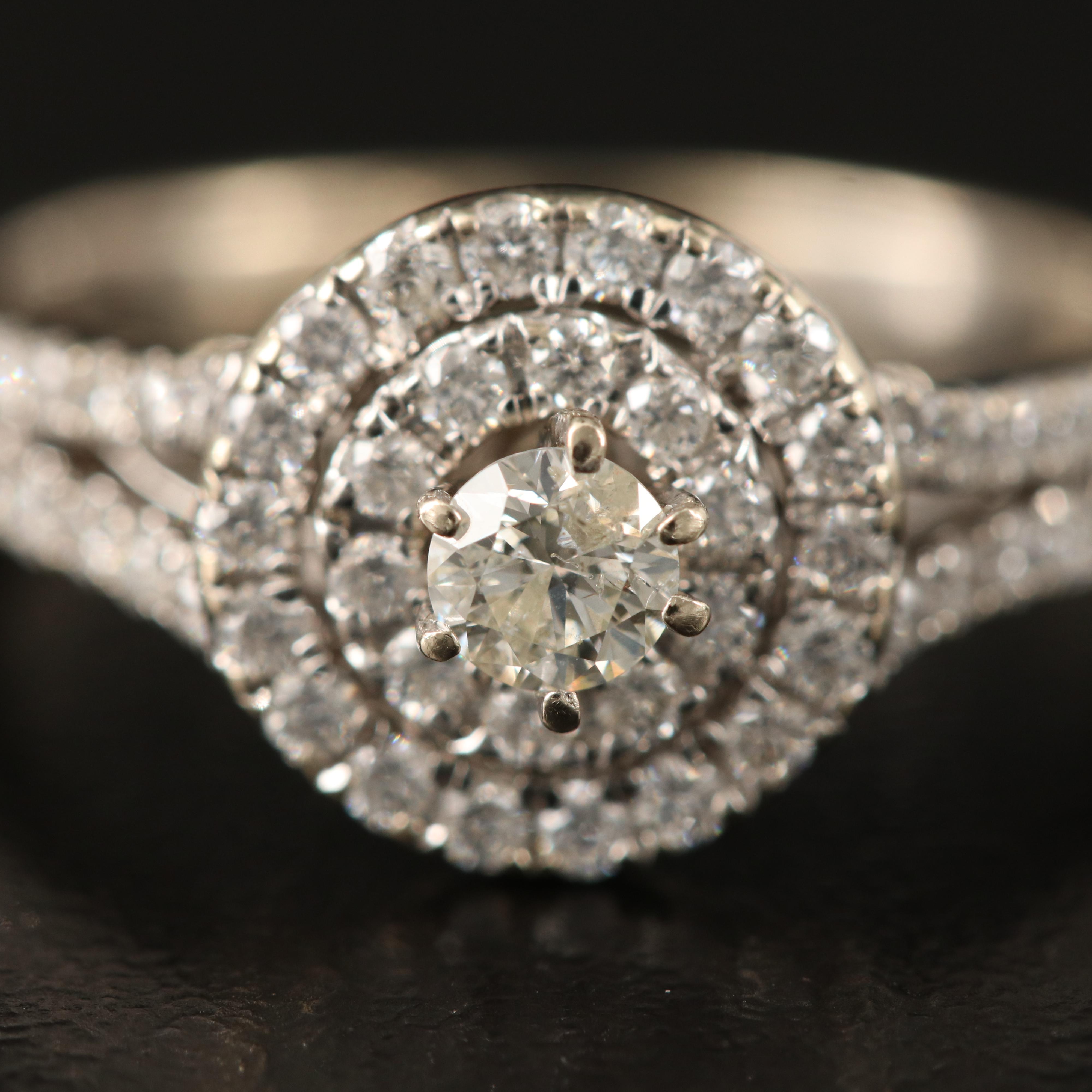 14K Diamond Cluster Ring
