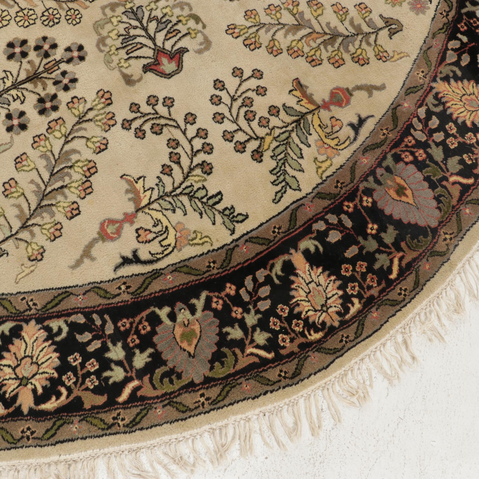 10' Round Hand-Knotted Indian Mahal Area Rug | EBTH