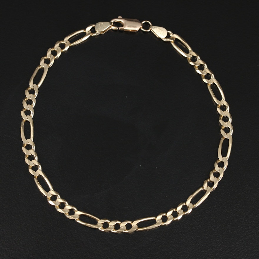 14K Figaro Chain Link Bracelet