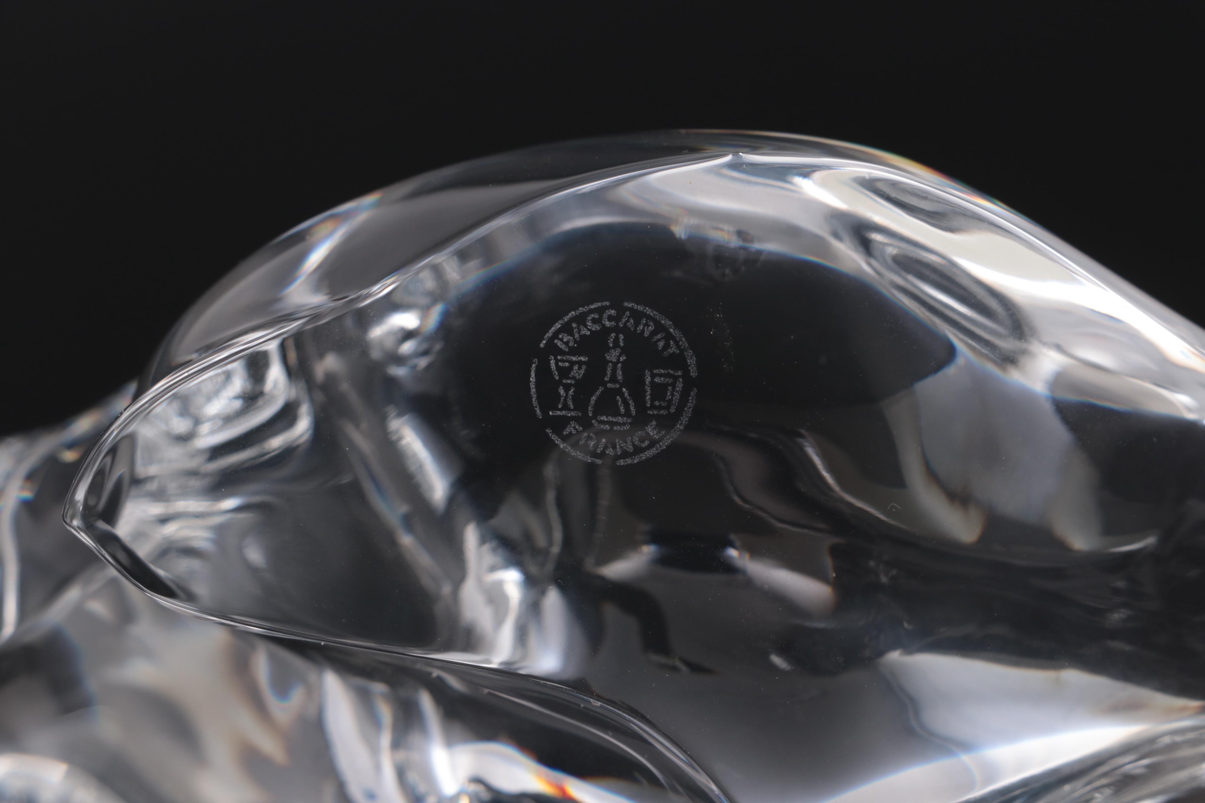 Baccarat Crystal Stretching Cat Figurine