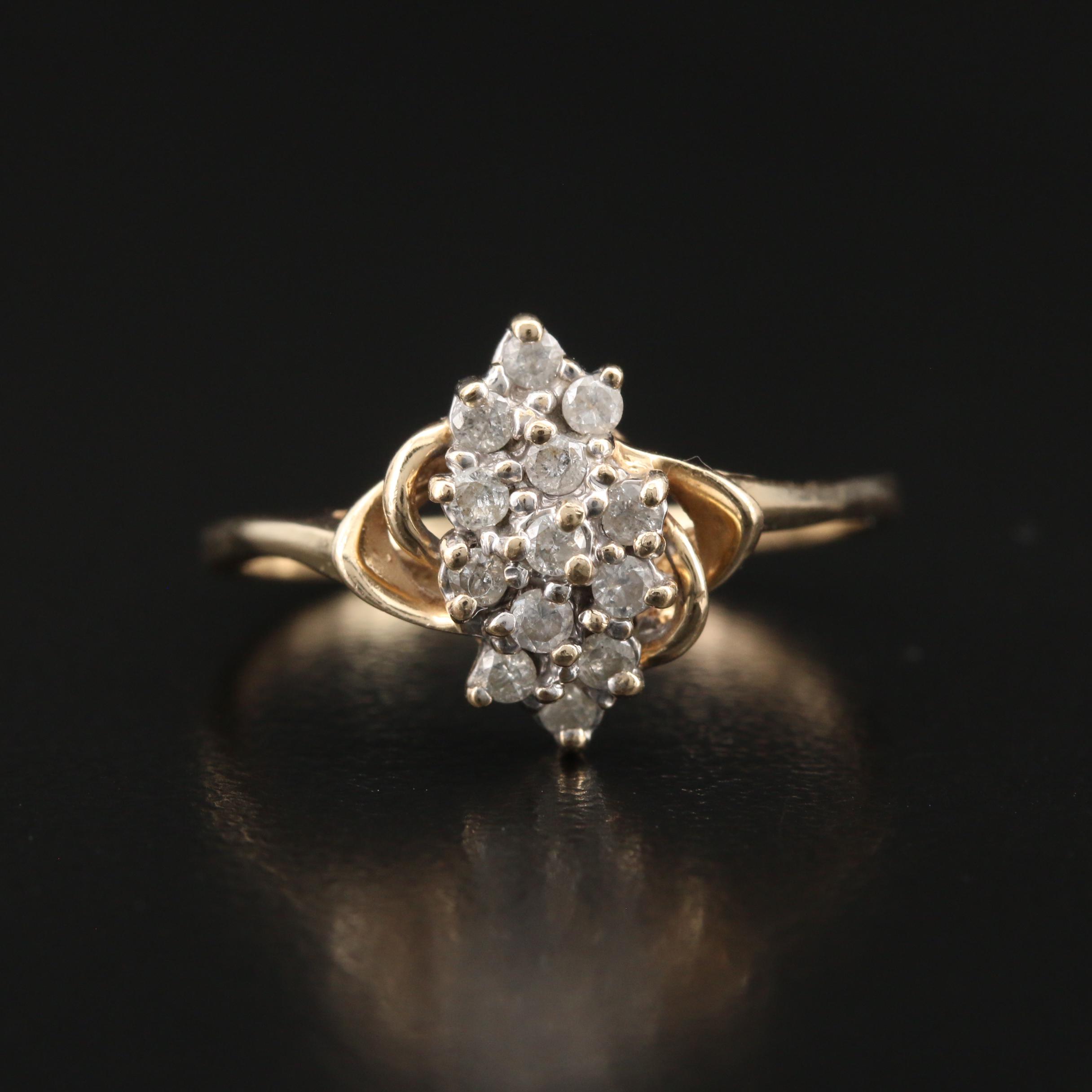 10K Diamond Cluster Ring