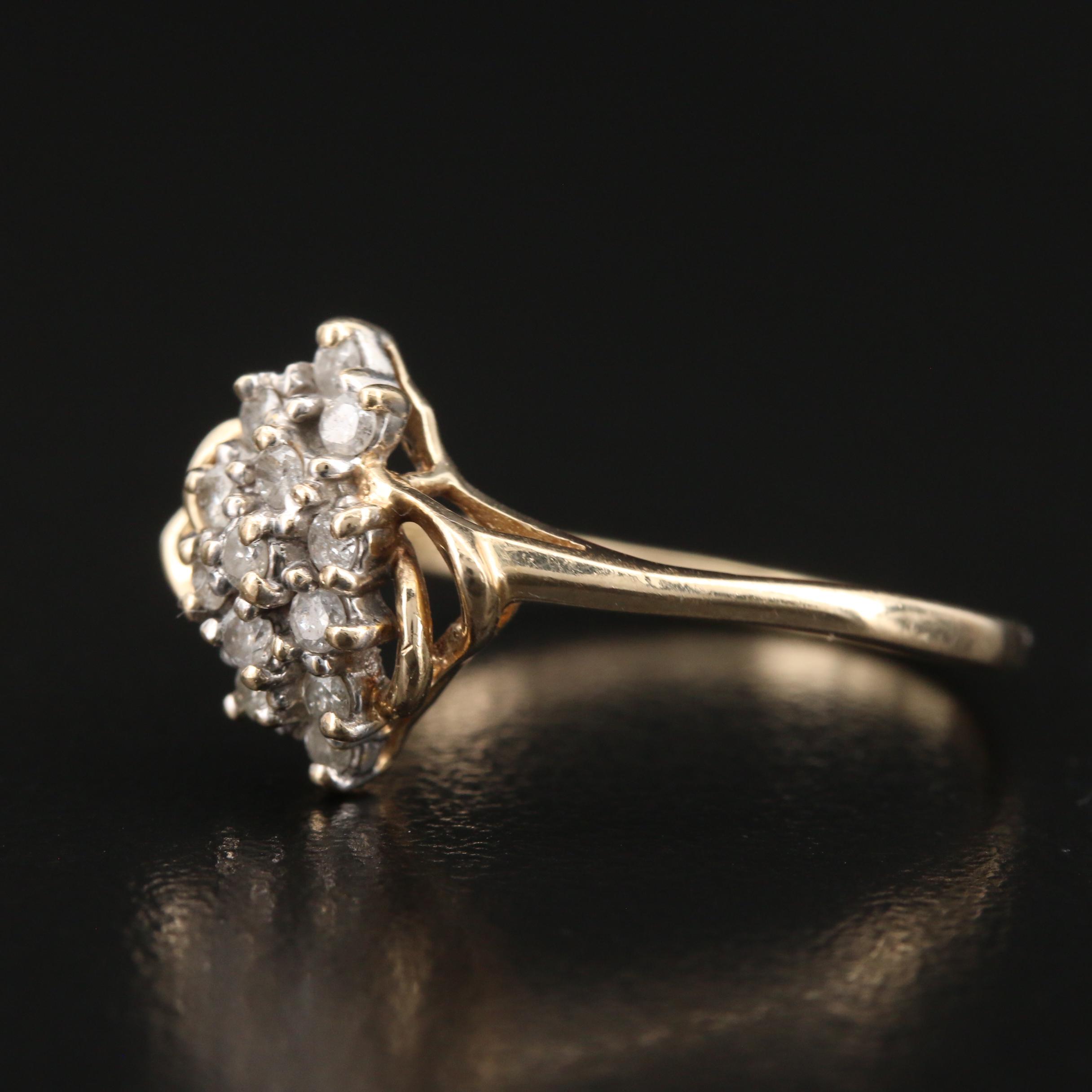 10K Diamond Cluster Ring