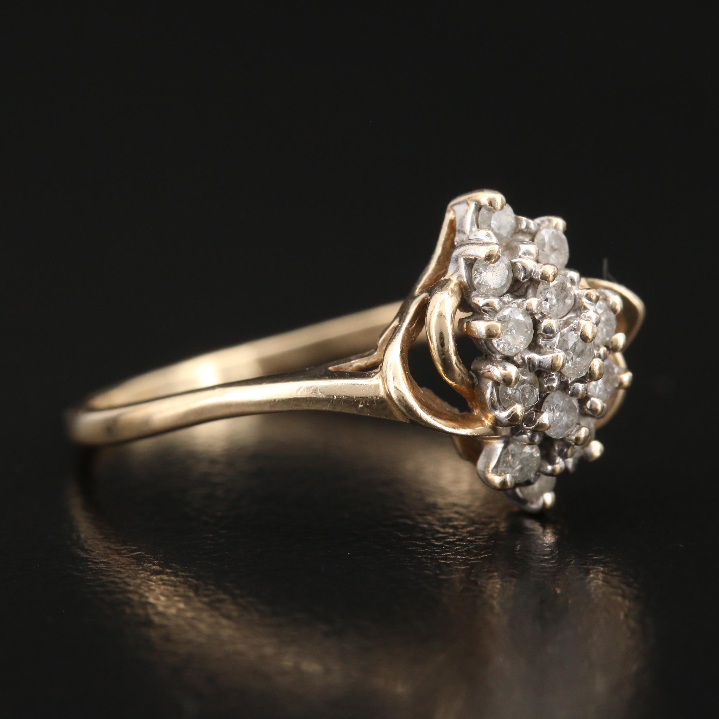 10K Diamond Cluster Ring