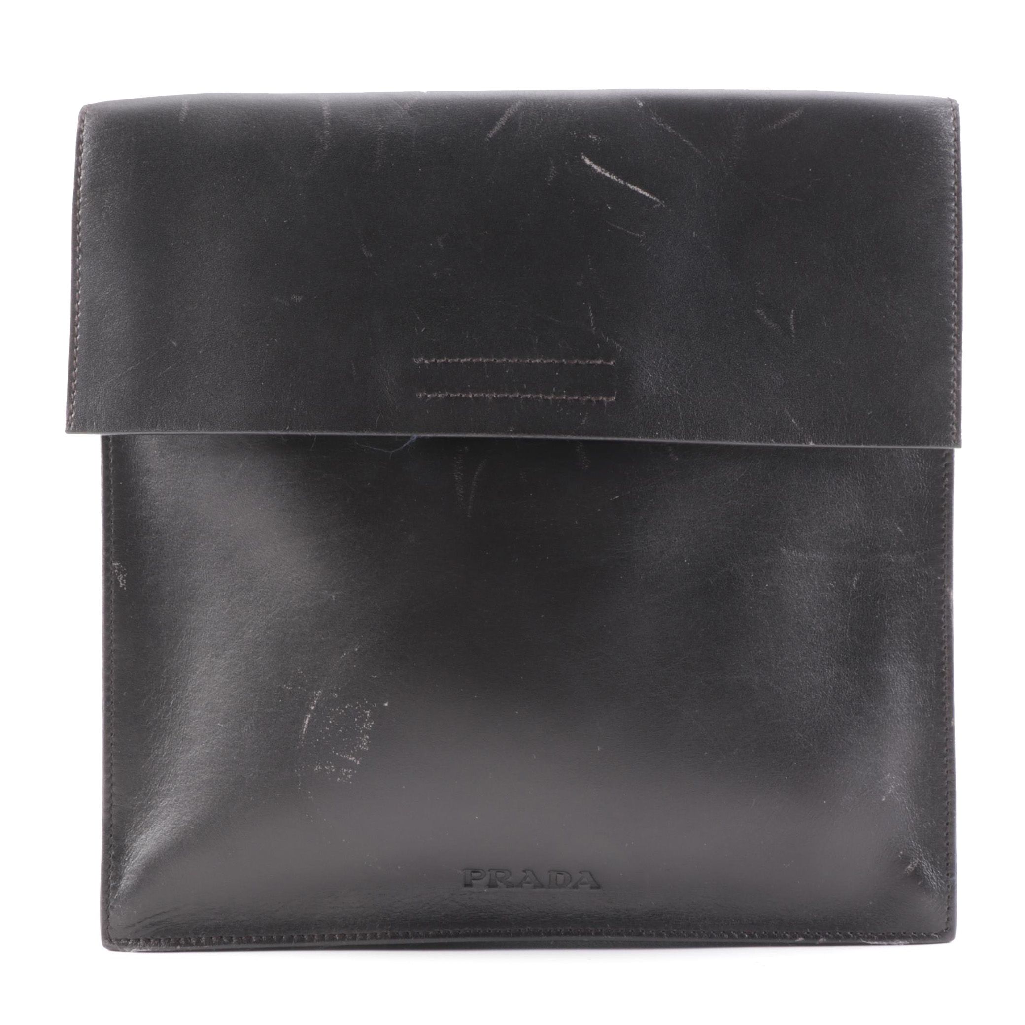 Prada Front Flap Crossbody in Smooth Black Leather