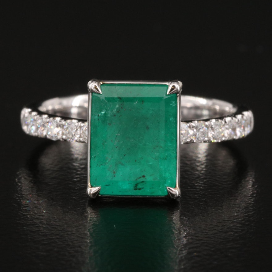 18K 2.22 CT Emerald and Diamond Ring