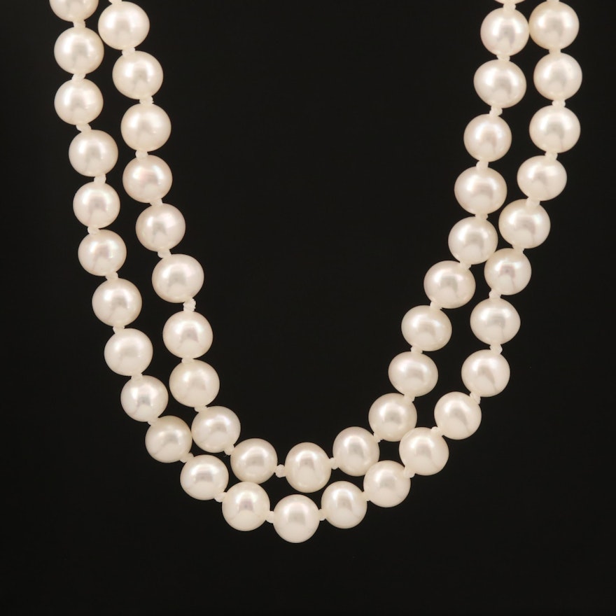 14K Pearl Double Strand Necklace