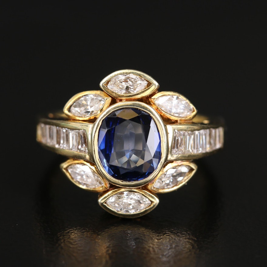 14K Sapphire and 1.02 CTW Diamond Ring