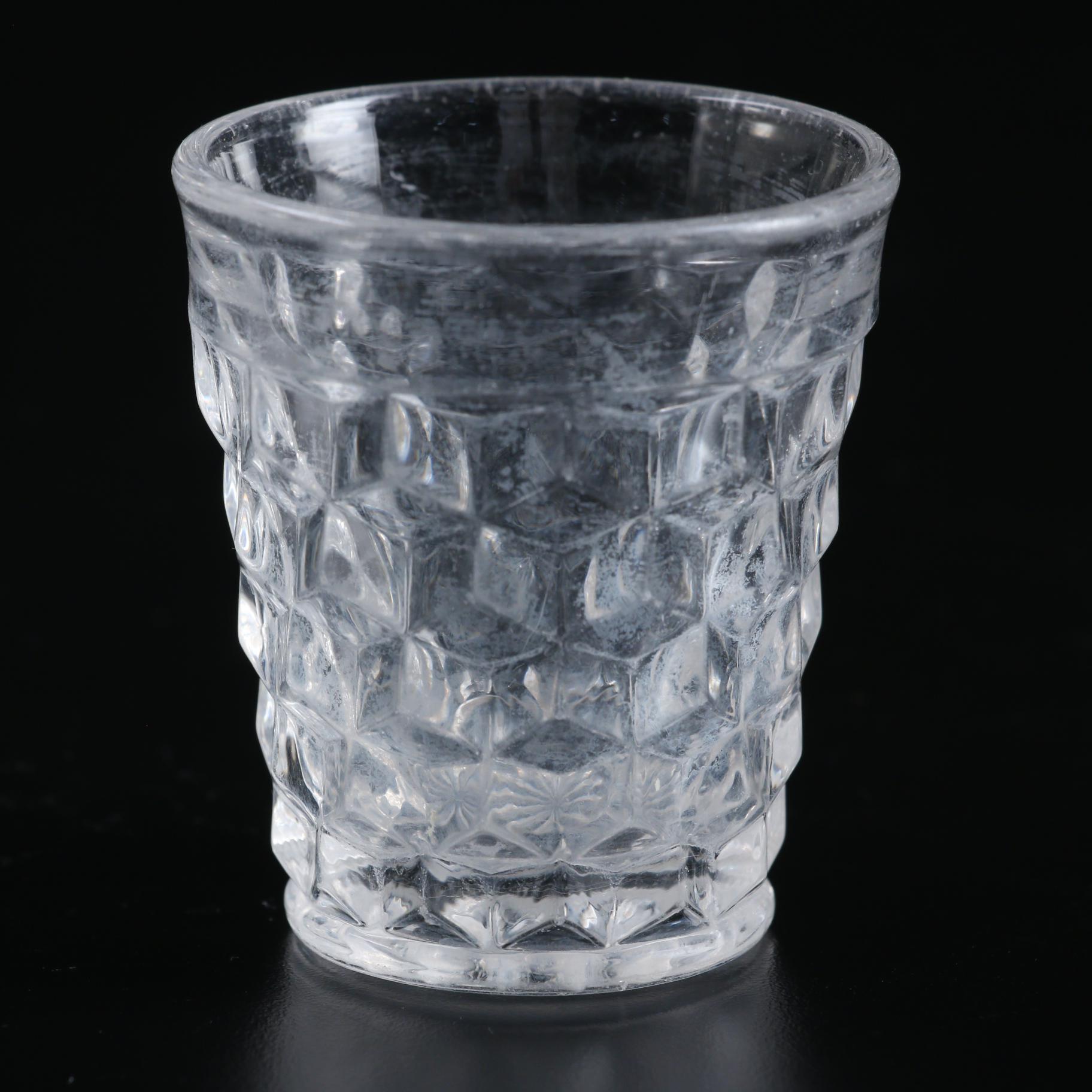 Fostoria "American" Pressed Glass Decanter, Tray and Tumblers