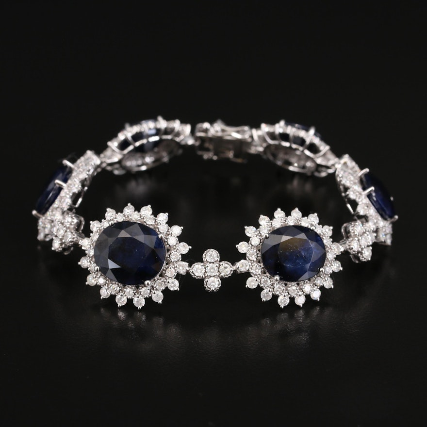 14K Sapphire and 6.99 CTW Diamond Bracelet