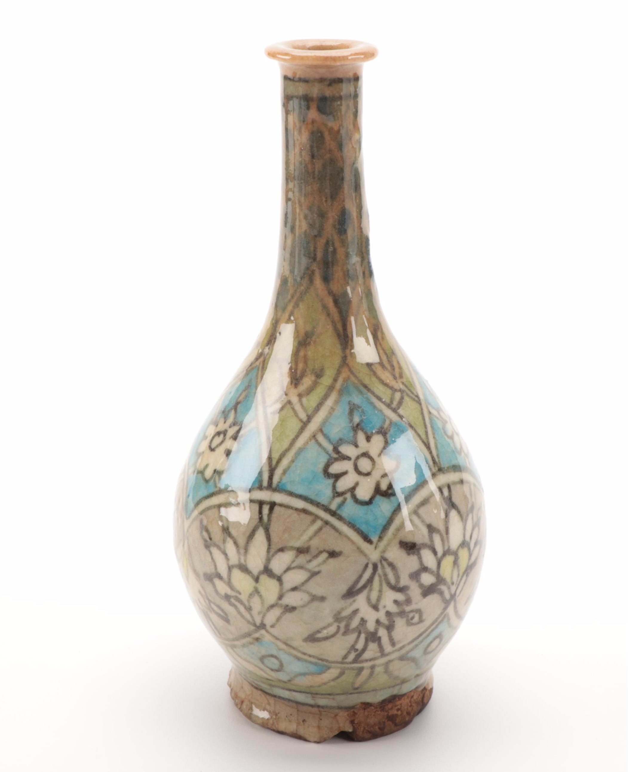Persian Qajar Pottery Bottles and Vase, 19th Century