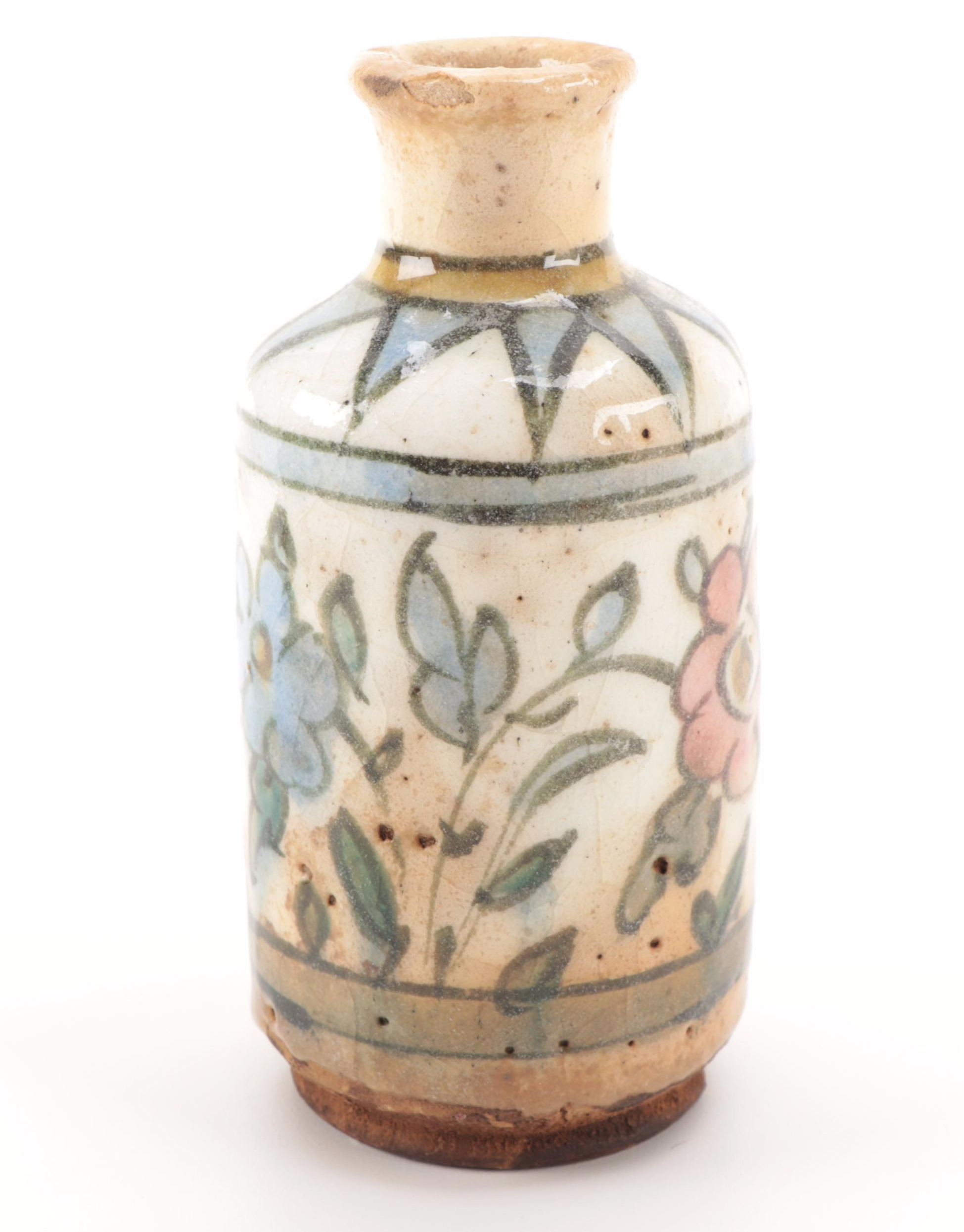 Persian Qajar Pottery Bottles and Vase, 19th Century