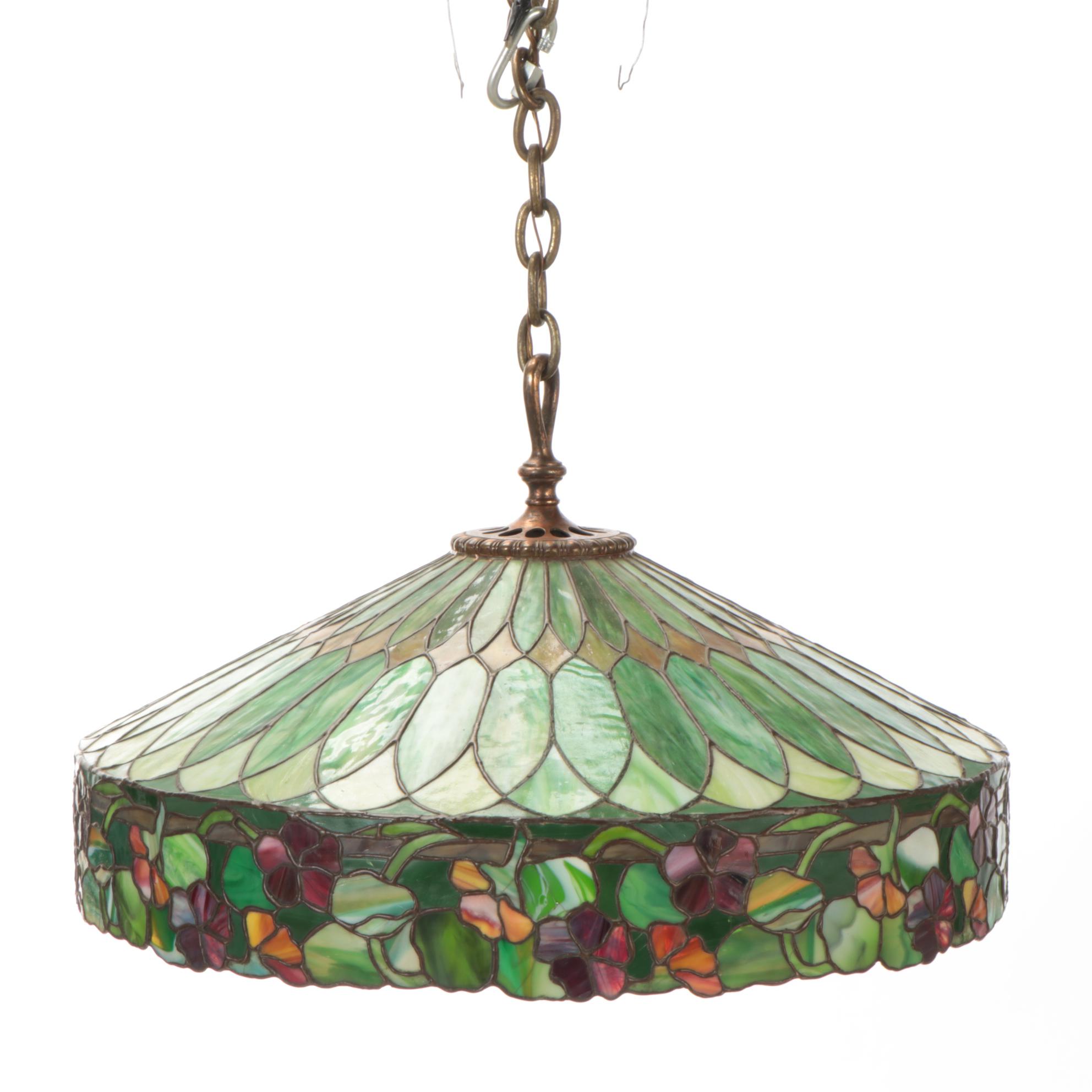 Duffner & Kimberly Co. "Nasturtium Border" Colored Slag Glass Chandelier