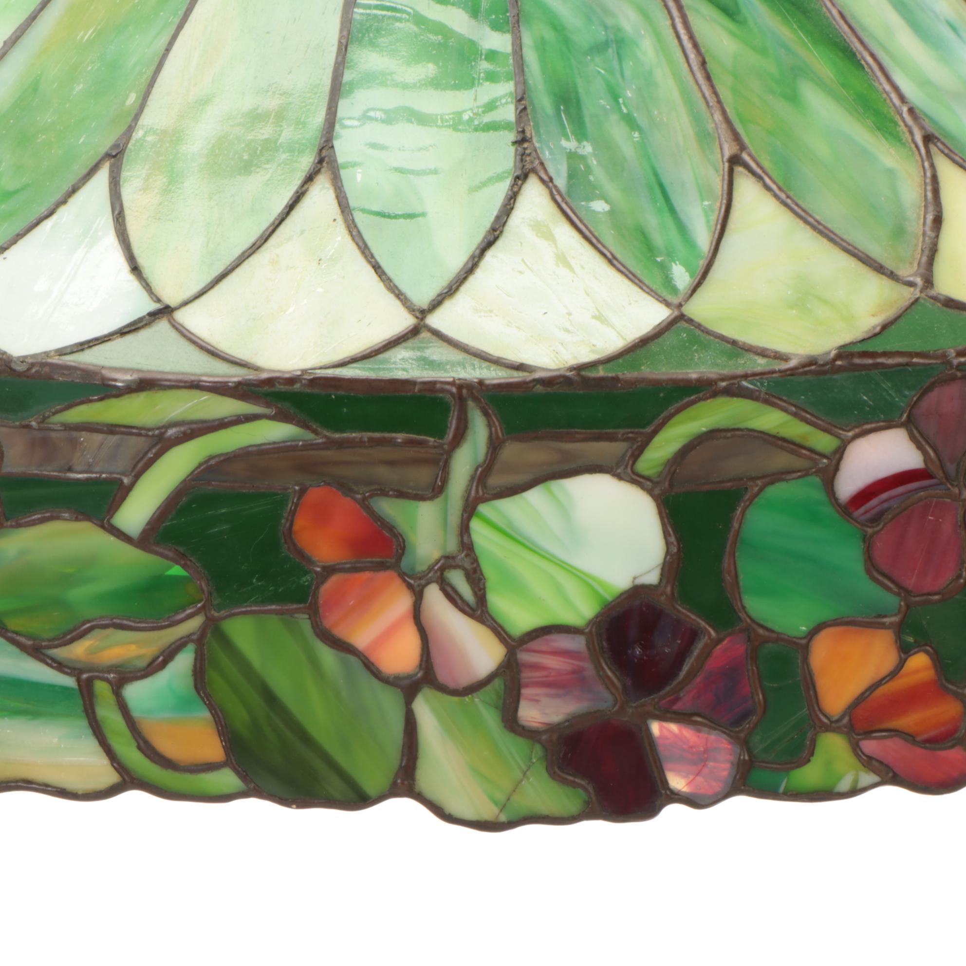 Duffner & Kimberly Co. "Nasturtium Border" Colored Slag Glass Chandelier