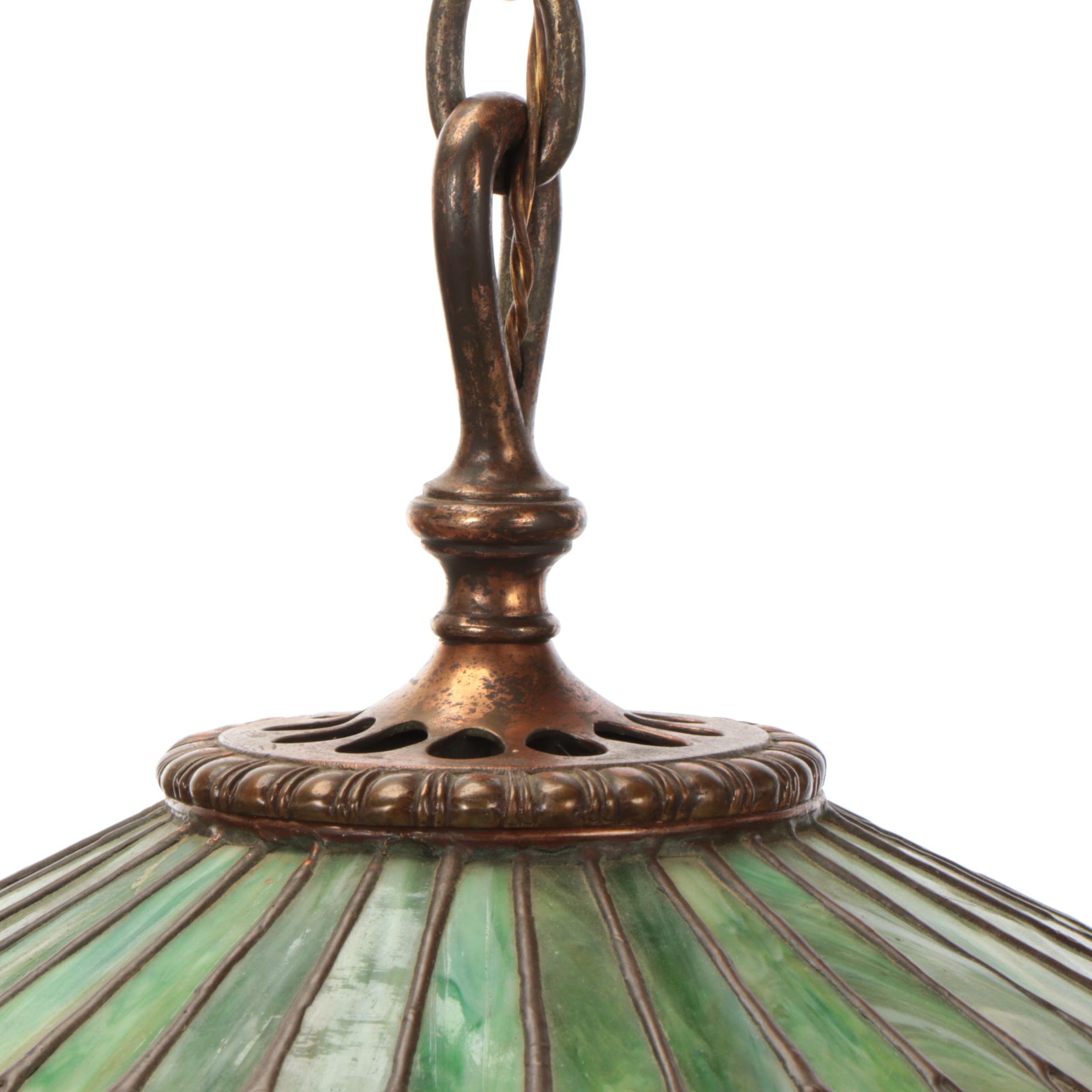 Duffner & Kimberly Co. "Nasturtium Border" Colored Slag Glass Chandelier