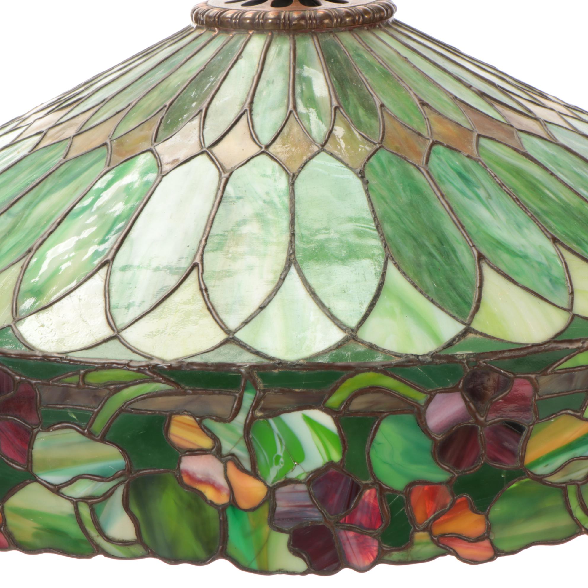 Duffner & Kimberly Co. "Nasturtium Border" Colored Slag Glass Chandelier
