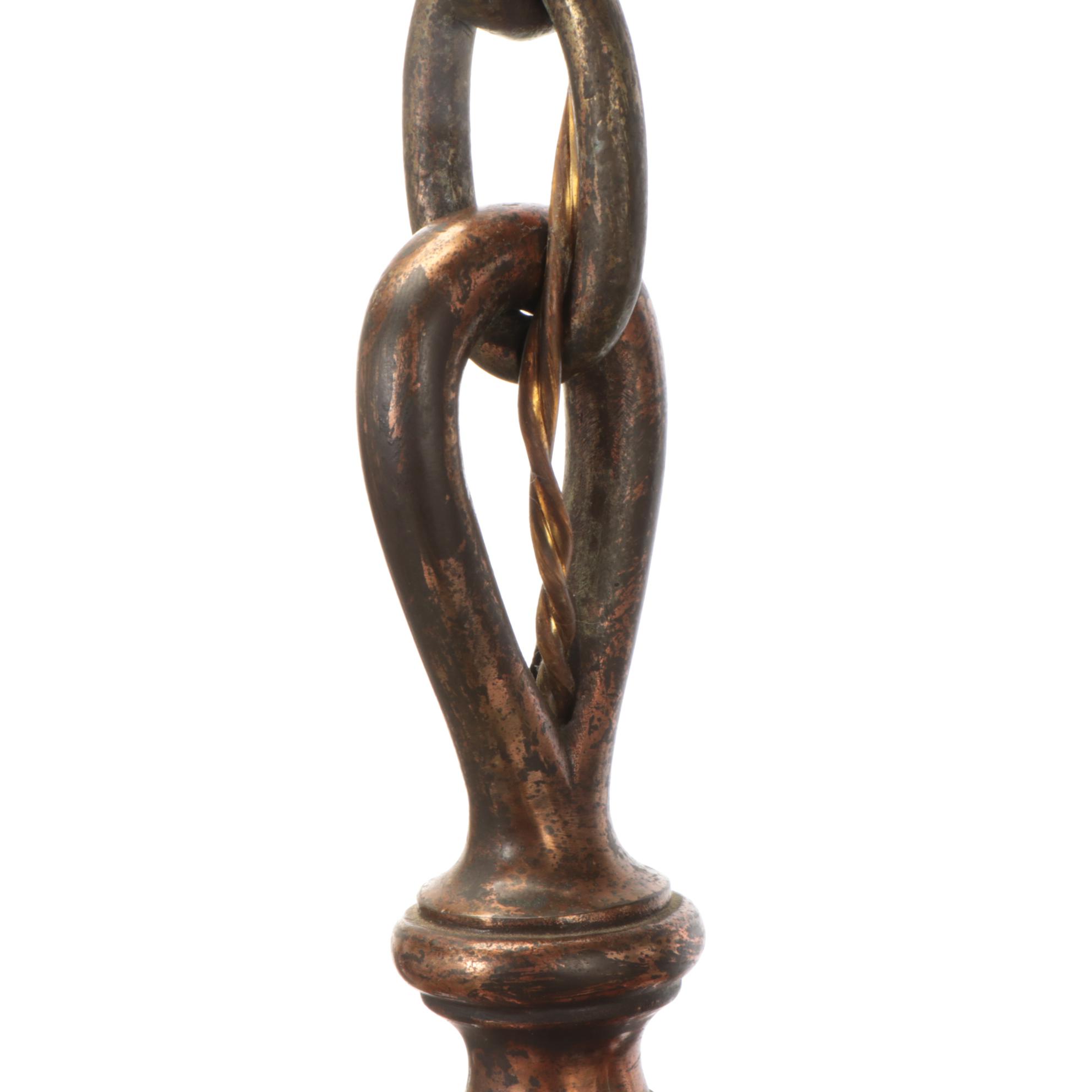 Duffner & Kimberly Co. "Nasturtium Border" Colored Slag Glass Chandelier