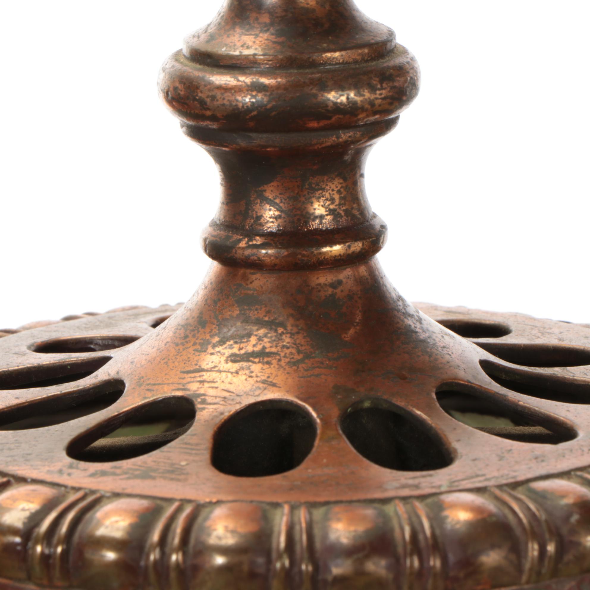 Duffner & Kimberly Co. "Nasturtium Border" Colored Slag Glass Chandelier