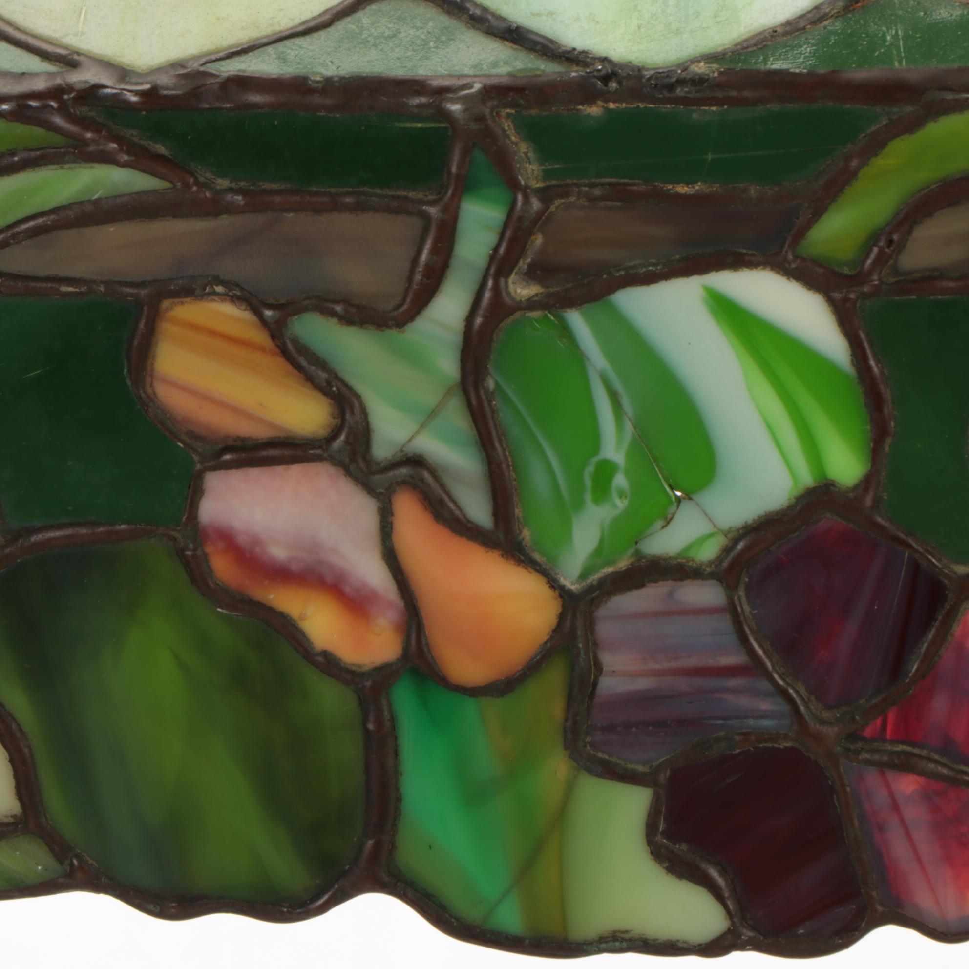 Duffner & Kimberly Co. "Nasturtium Border" Colored Slag Glass Chandelier