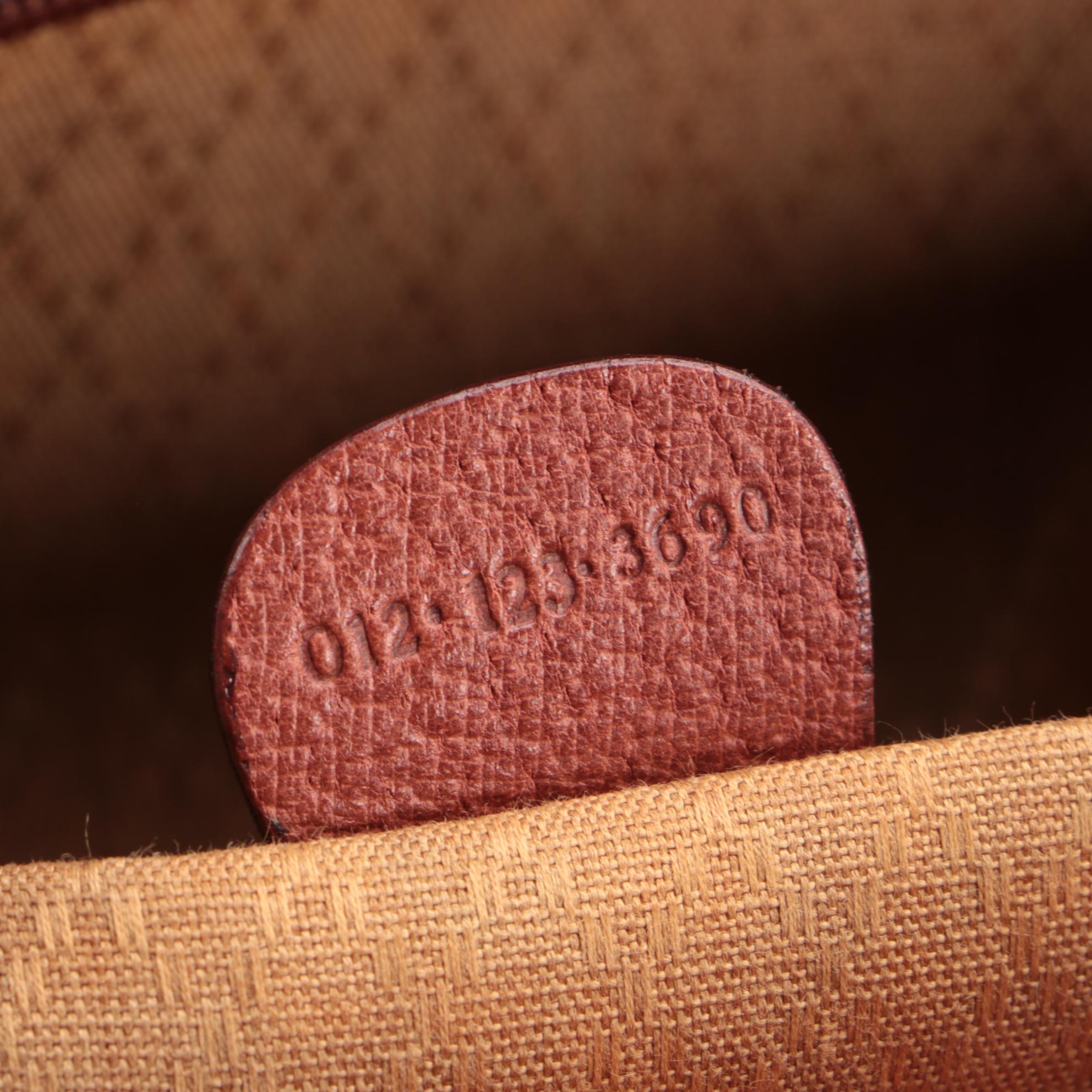 Gucci Tan Leather Boston Style Travel Bag with Zippered Base Compartment