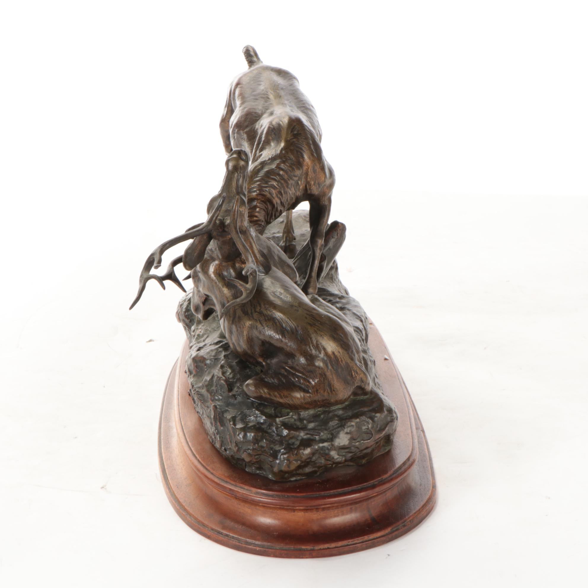 Bronze Sculpture after Thomas François Cartier "Combat de Cerfs"