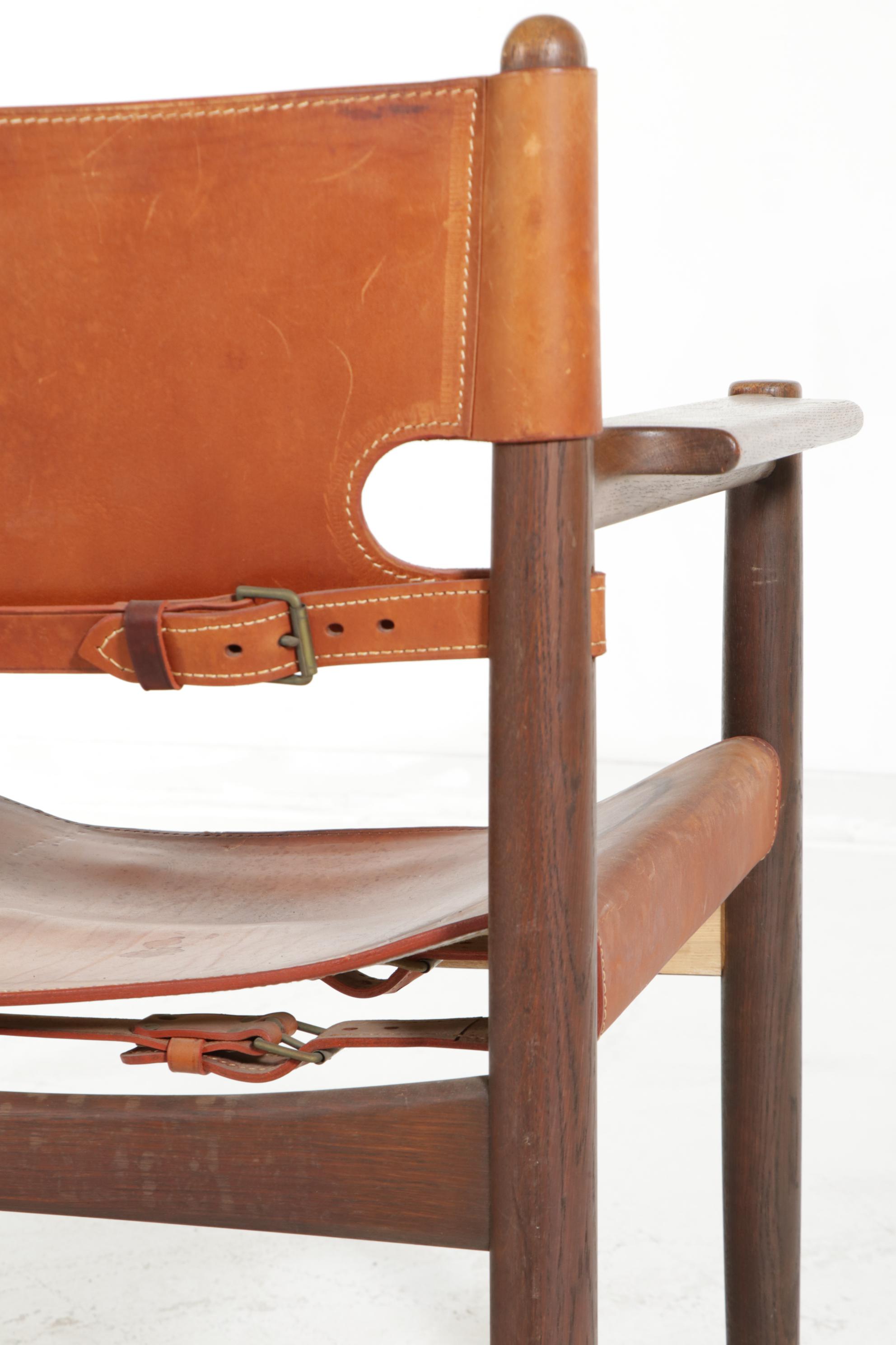 Pair of Børge Mogensen for Fredericia "238" Danish Modern Leather and Oak Chairs