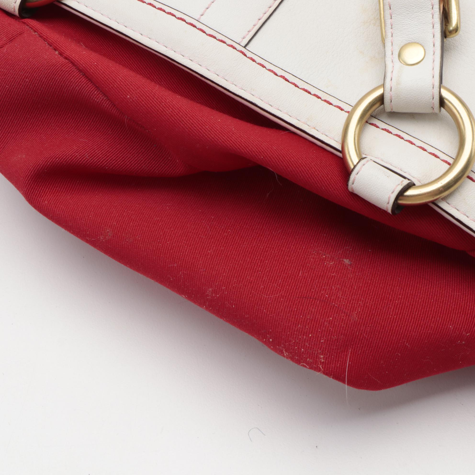 Coach Limited Edition Poppy Gallery Shoulder Tote in White Leather with Appliqué