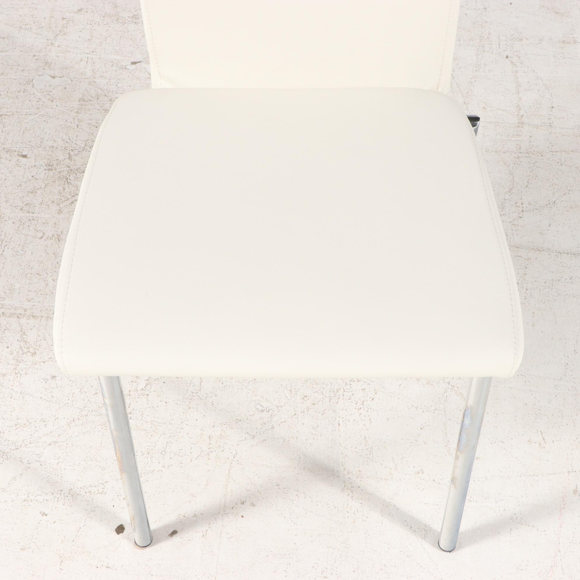 Eight Chrome and Faux Leather Dining Side Chairs