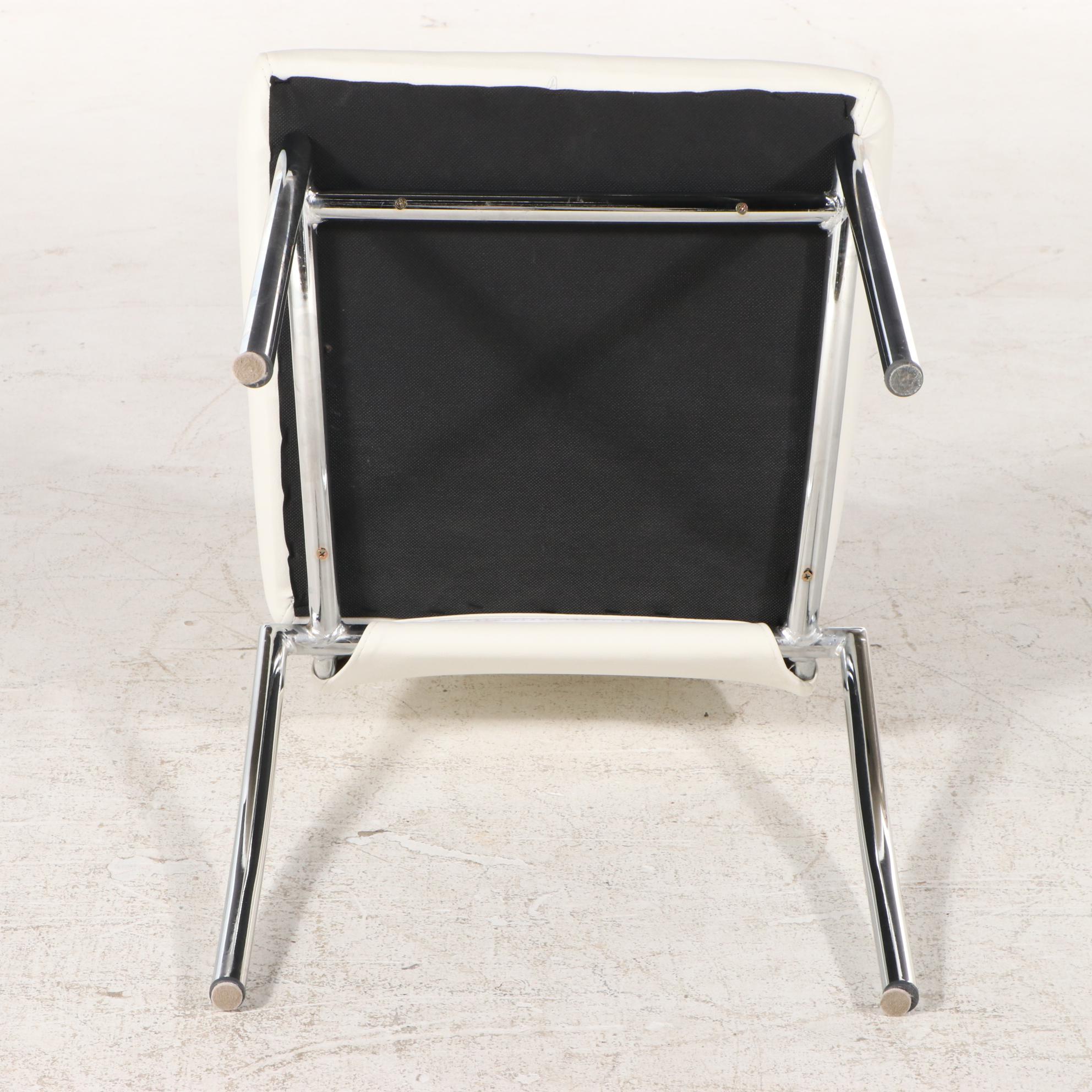 Eight Chrome and Faux Leather Dining Side Chairs