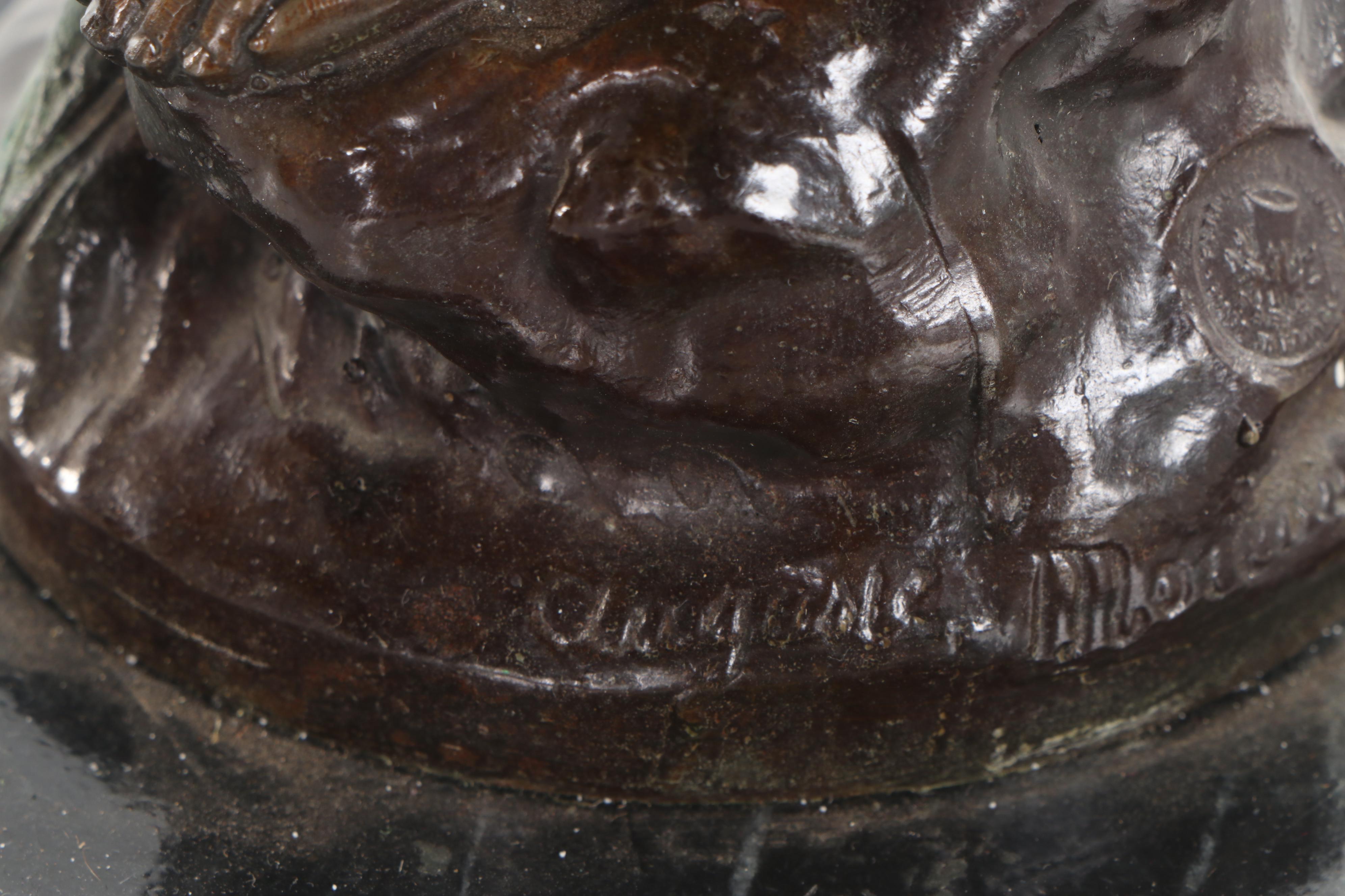 Spelter Sculpture after Auguste Moreau "Girl Holding Goose"