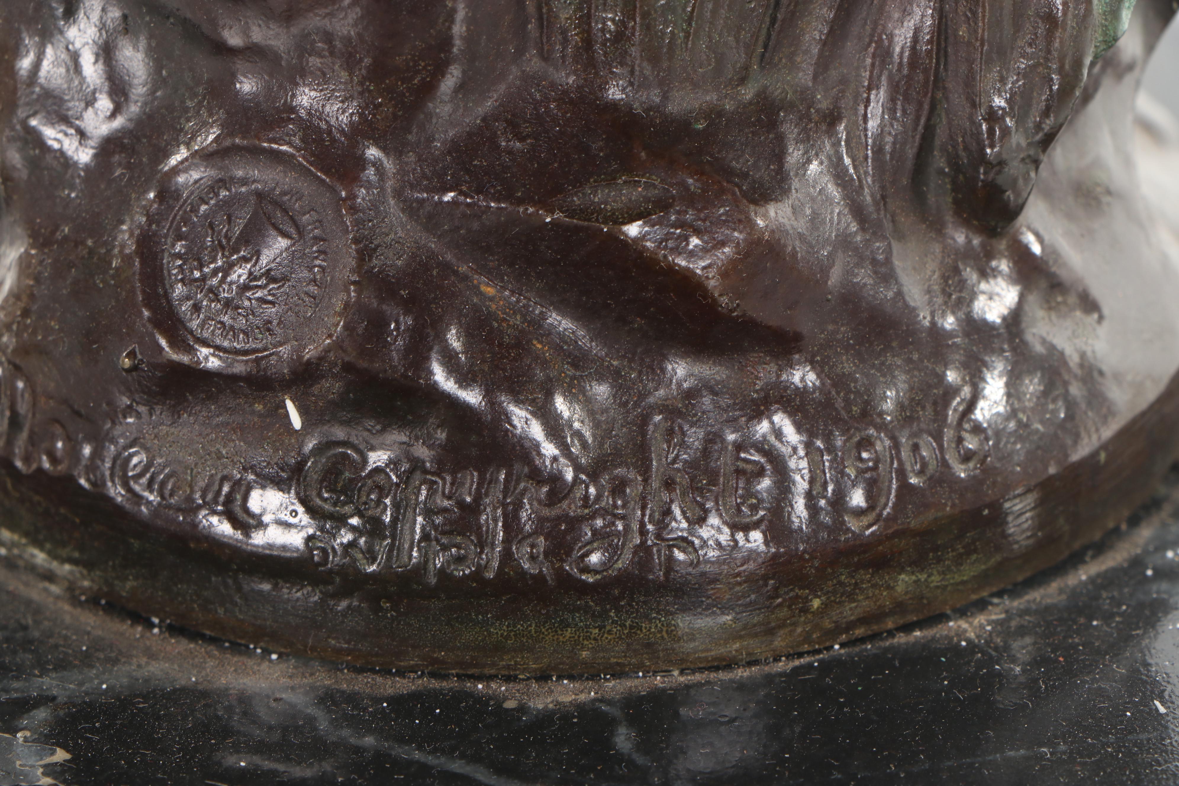 Spelter Sculpture after Auguste Moreau "Girl Holding Goose"