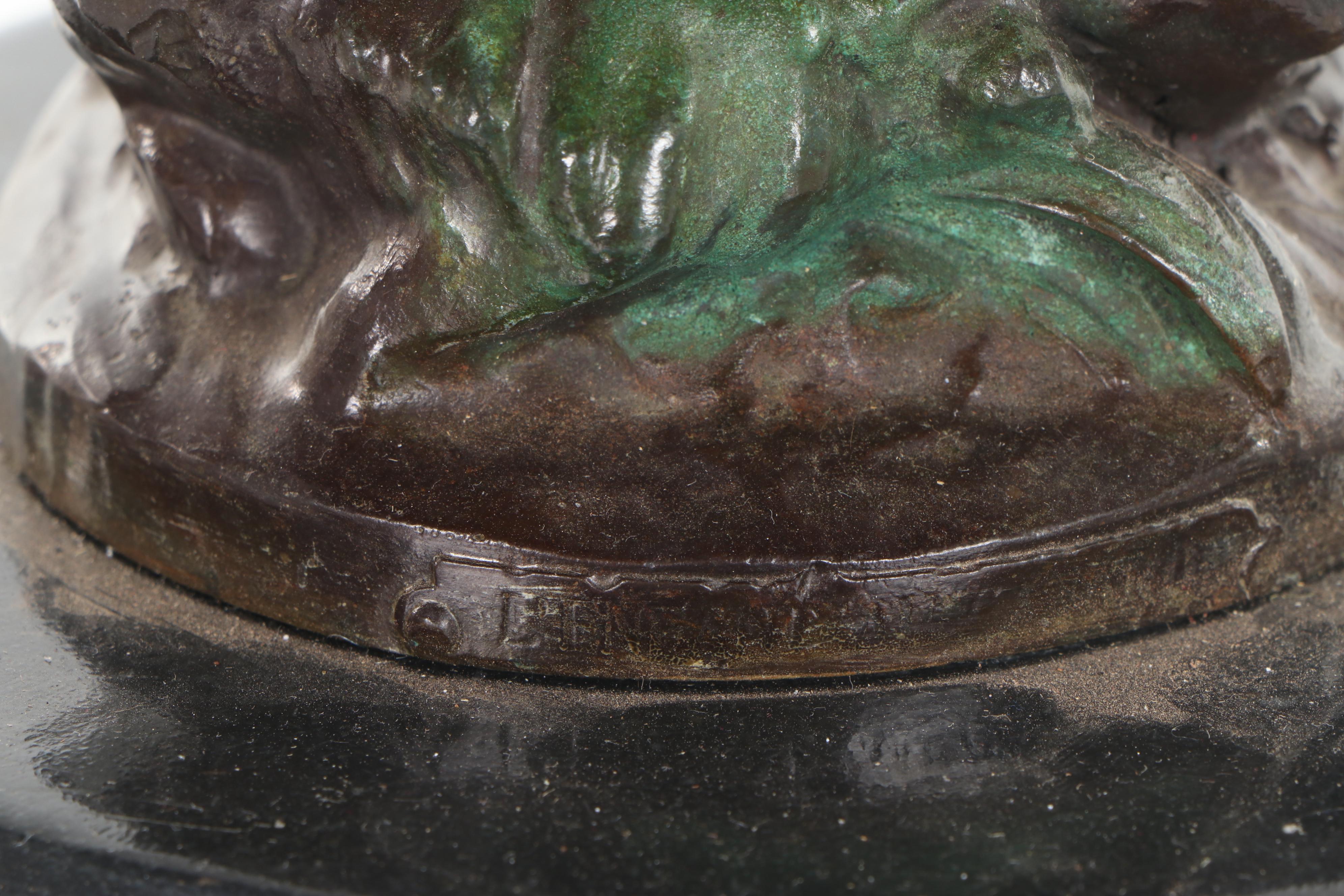 Spelter Sculpture after Auguste Moreau "Girl Holding Goose"