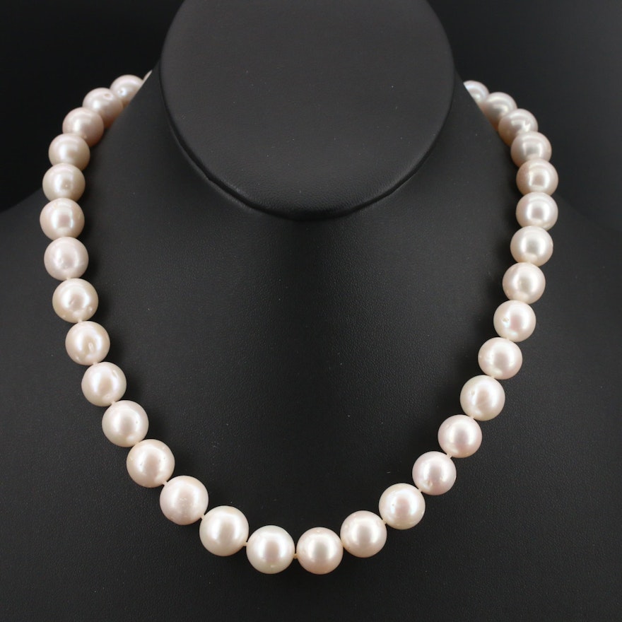 10.50 MM - 12.00 MM Pearl Necklace with 14K and 18K Clasp