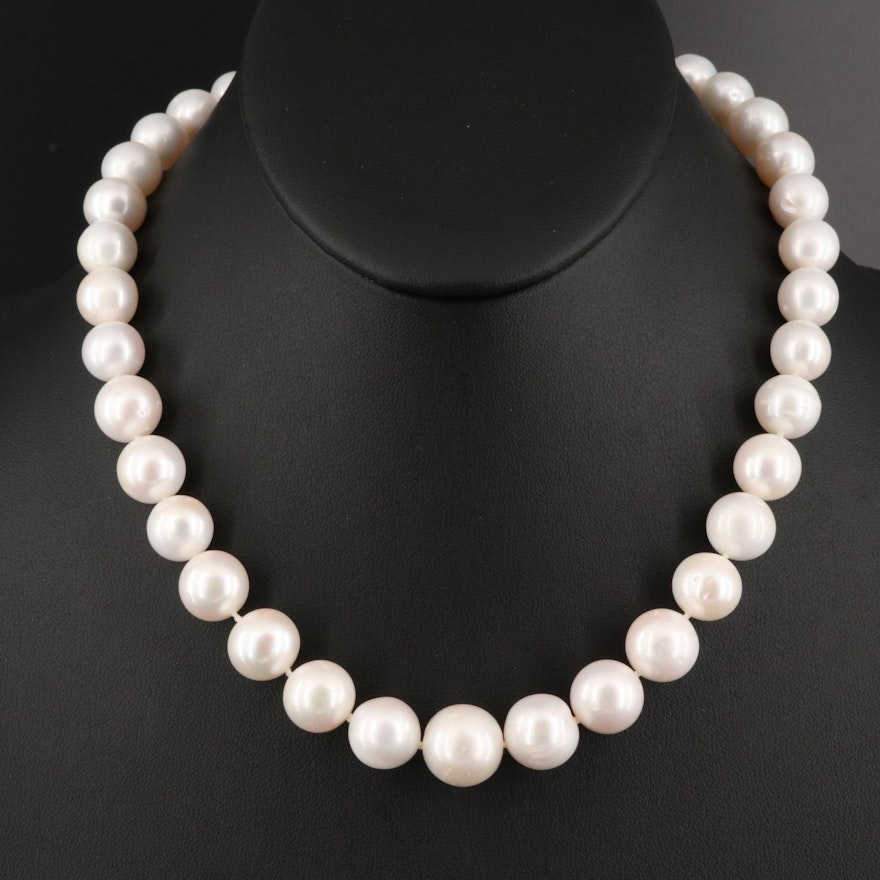 10.30 MM - 13.50 MM Pearl Necklace with 18K Clasp and 14K Jump Rings