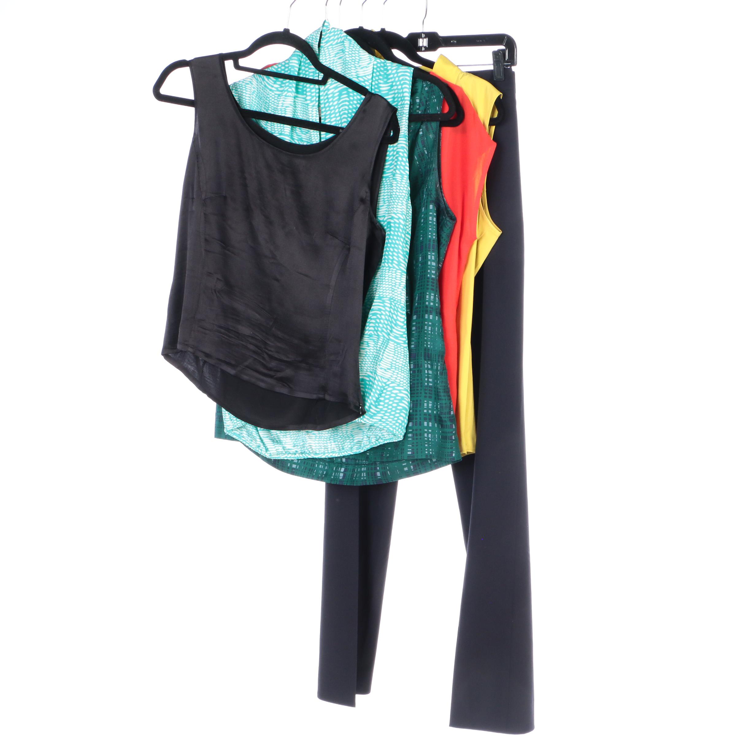 Lafayette 148 Barrow Trousers and V-Neck Top with Other Sleeveless Tops