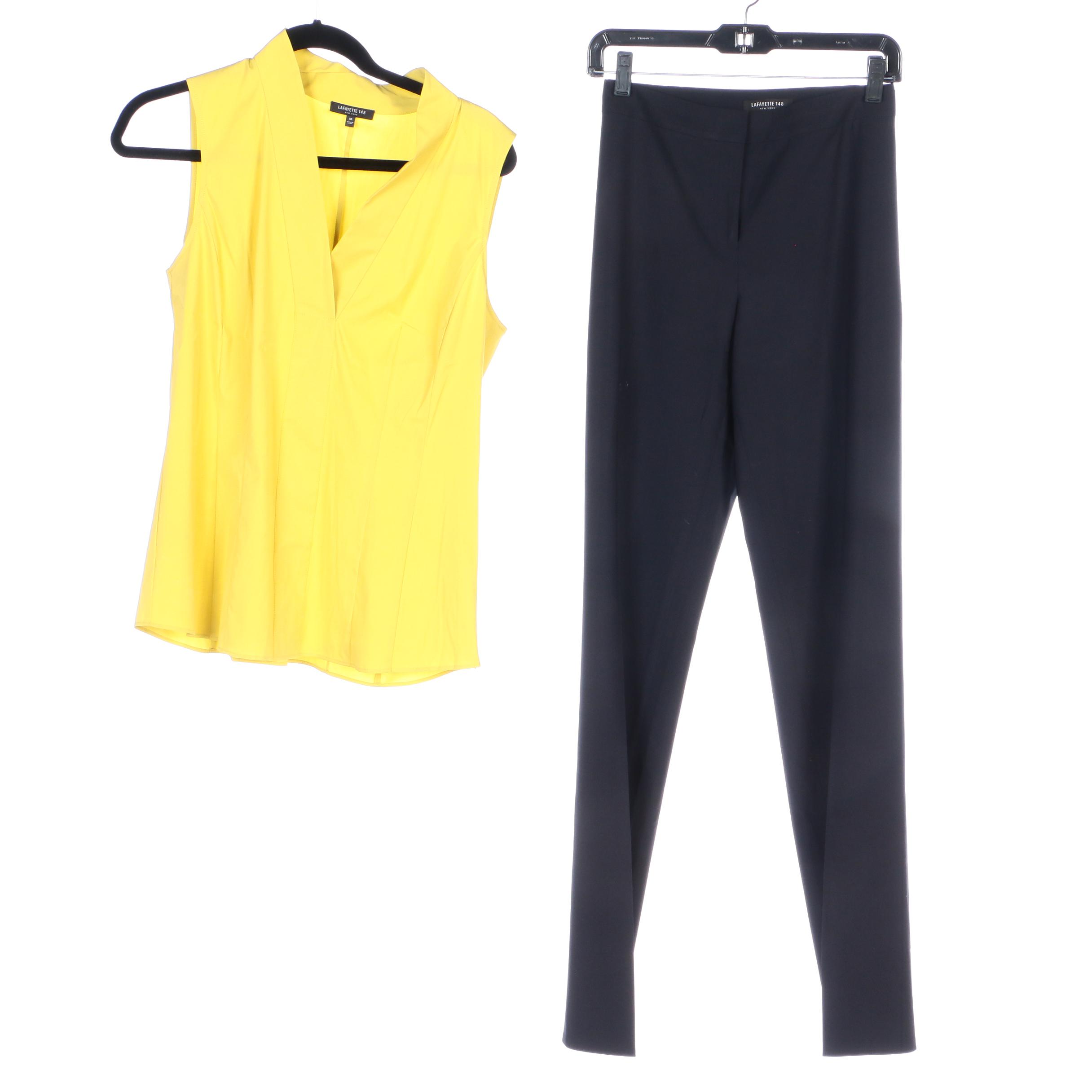 Lafayette 148 Barrow Trousers and V-Neck Top with Other Sleeveless Tops